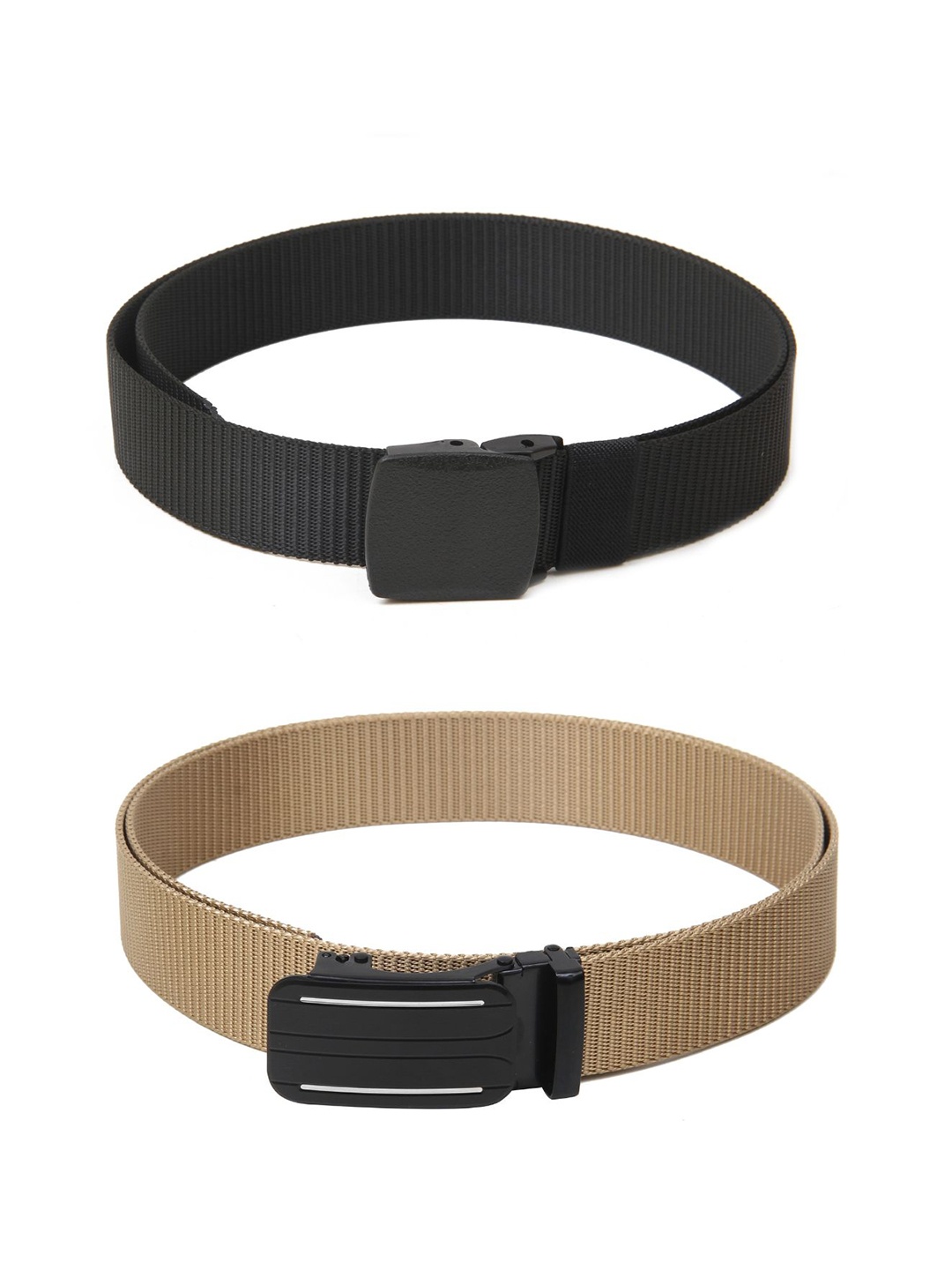 

Calvadoss Men Textured Set Of 2 Belts, Black