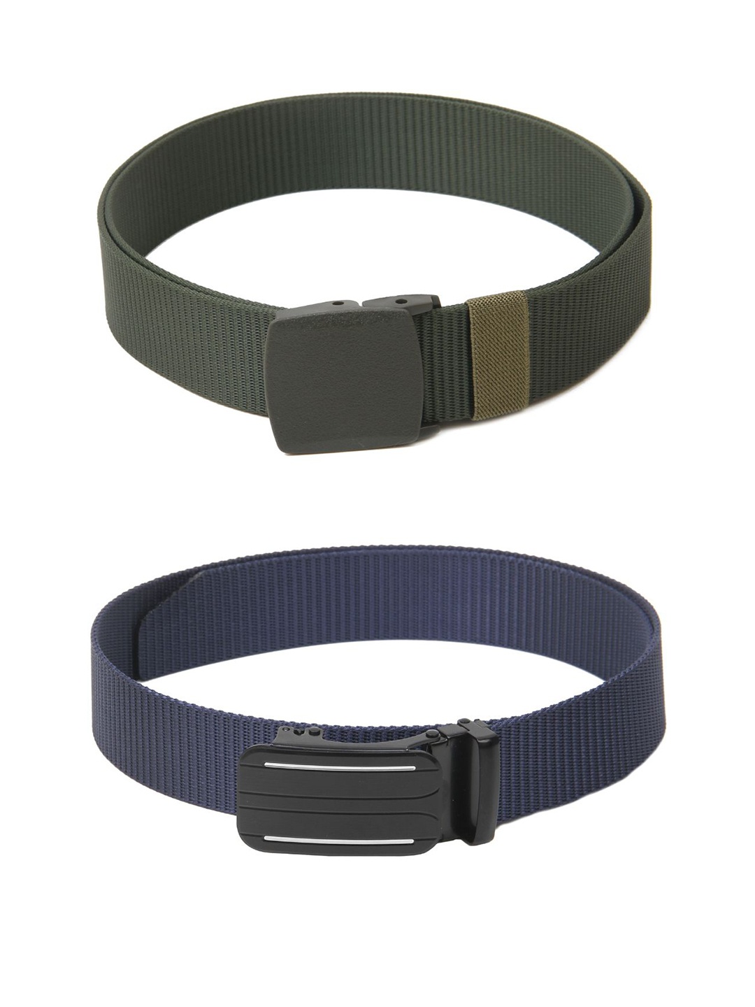 

Calvadoss Men Set Of 2 Textured Belts, Green