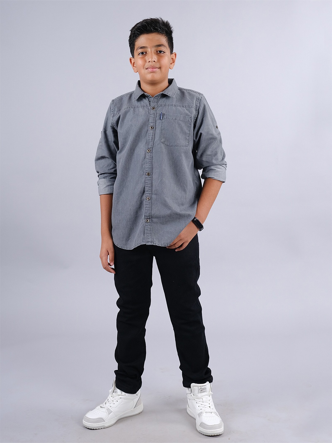 

KiddoPanti Boys Pure Cotton Shirt With Trousers, Grey