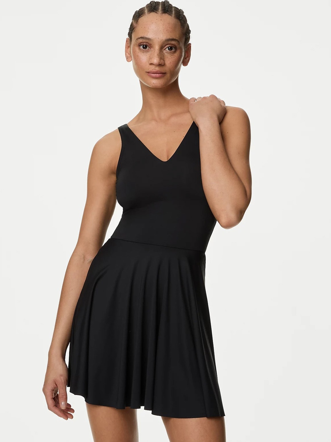 

Marks & Spencer Padded V-Neck Swim Dress, Black