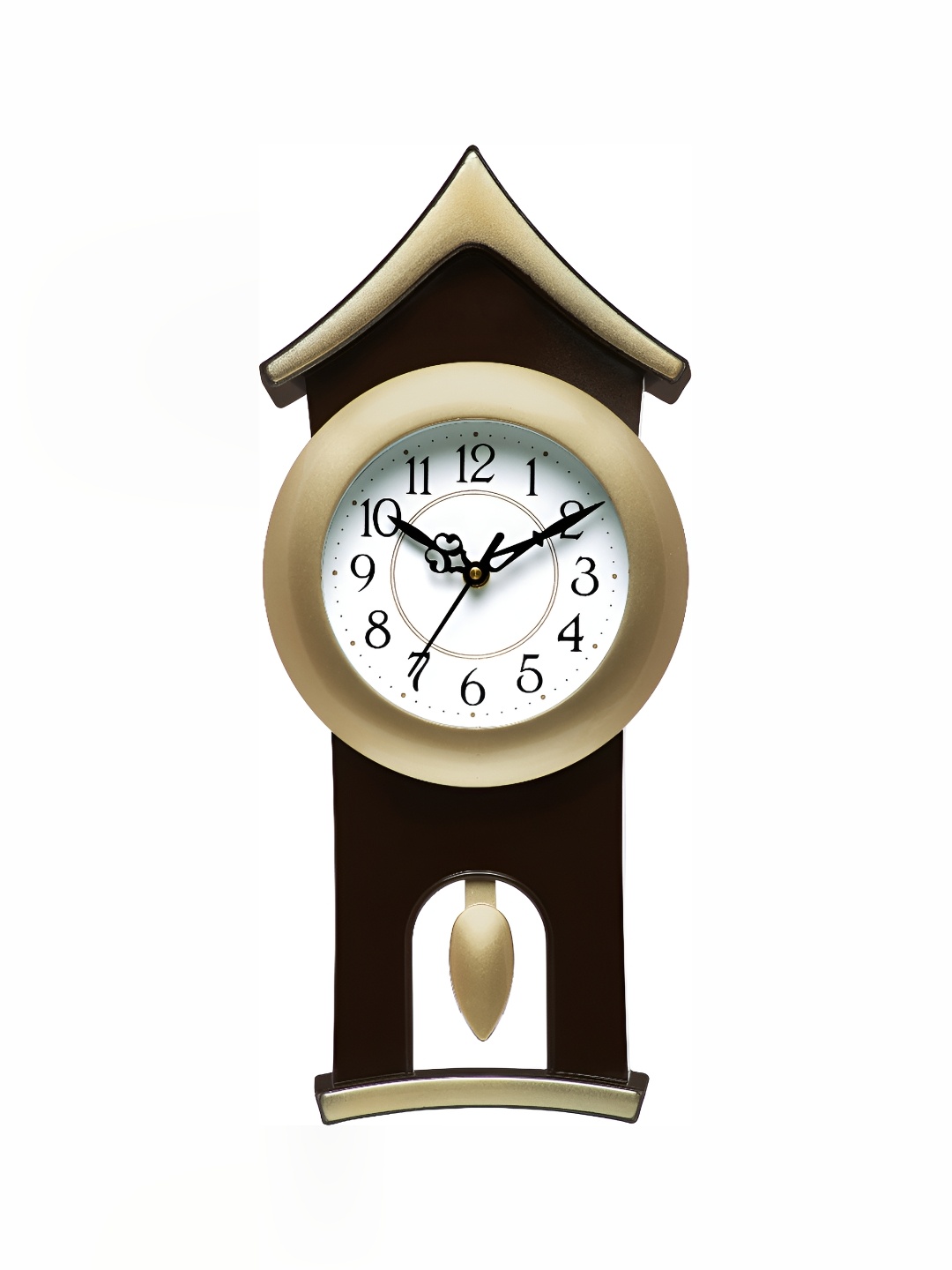 

Attractionz Gold-Toned Round Shaped Contemporary Pendulum Wall Clock