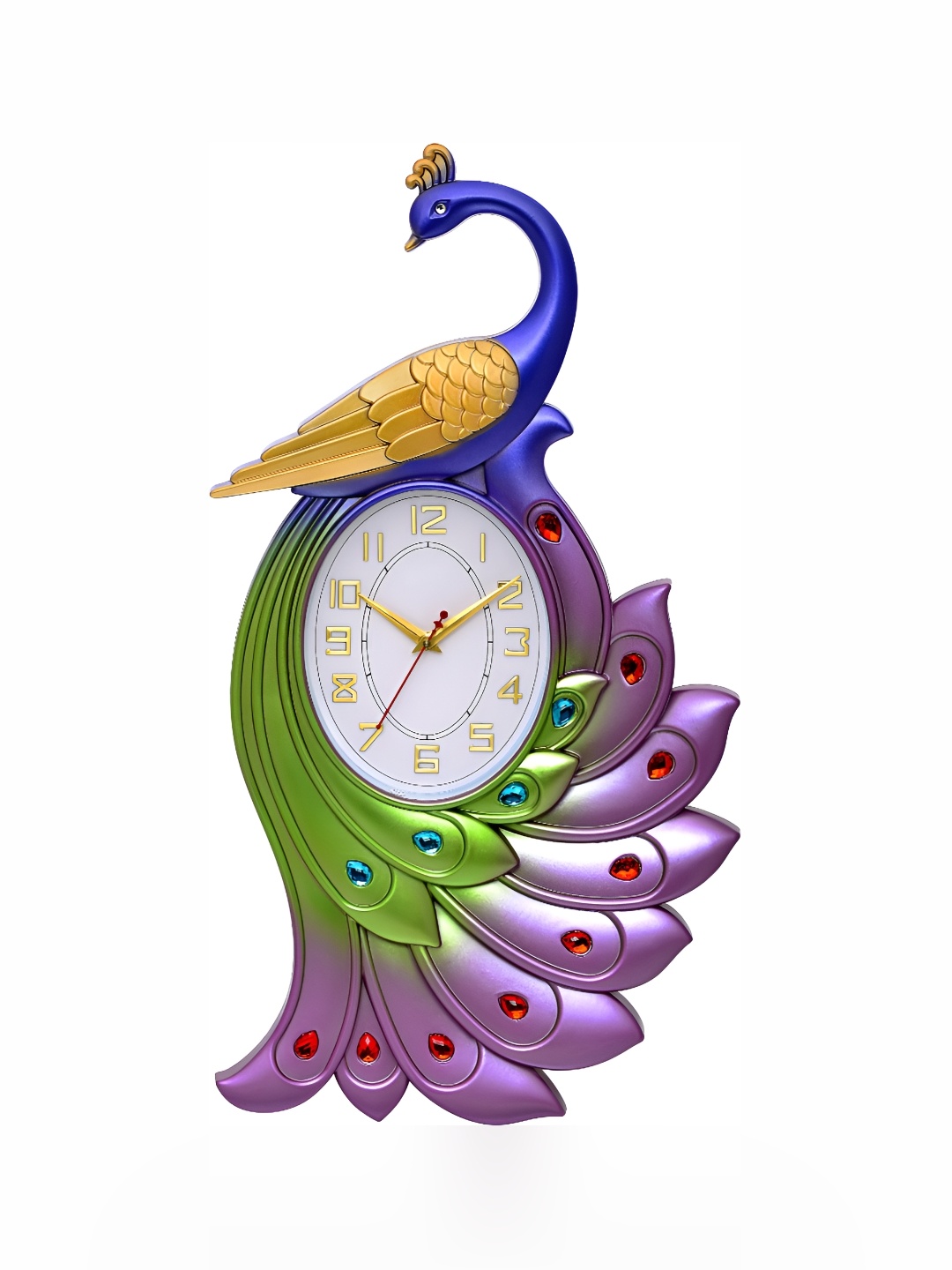 

Attractionz Purple Peacock Design Oval Shaped Contemporary Wall Clock