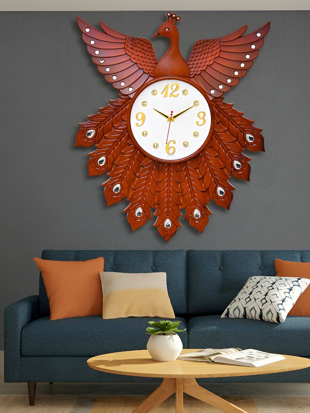 

Attractionz Gold-Toned Round Analogue Wall Clock