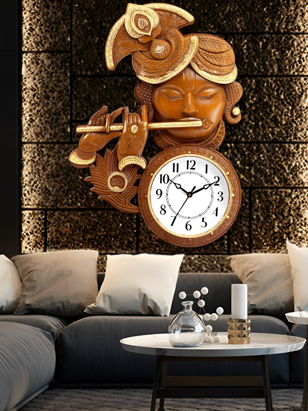 

Attractionz Brown & White Round Contemporary Wall Clock