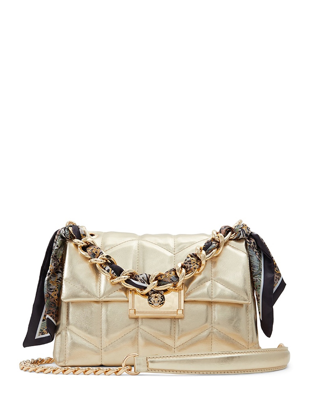 

ALDO Jermey Textured Structured Sling Bag with Quilted, Gold