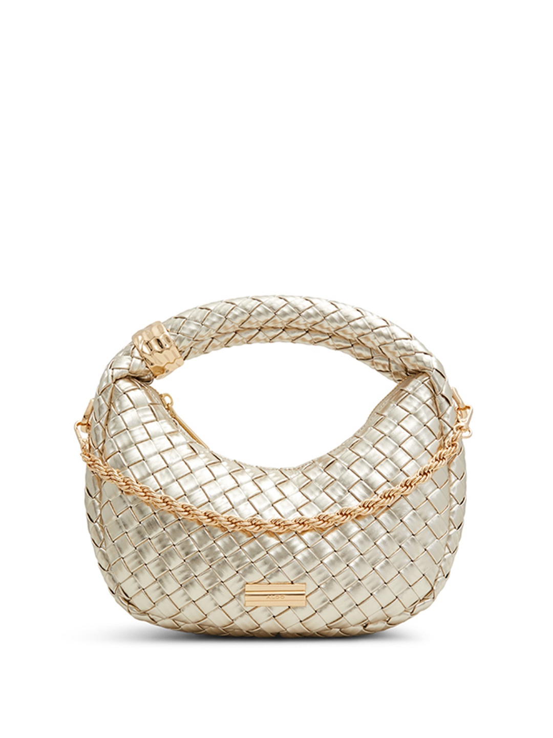 

ALDO Half Moon Handheld Bag with Tasselled, Gold