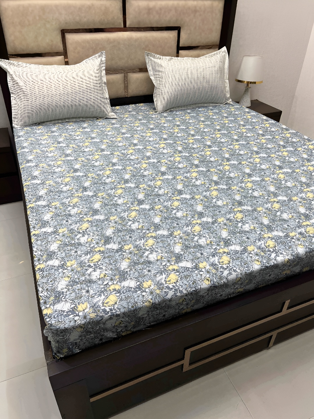 

Pure Decor Cotton King Size Double Bed Bedsheet With 2 Pillow Covers 2.74m X 2.74m, Blue