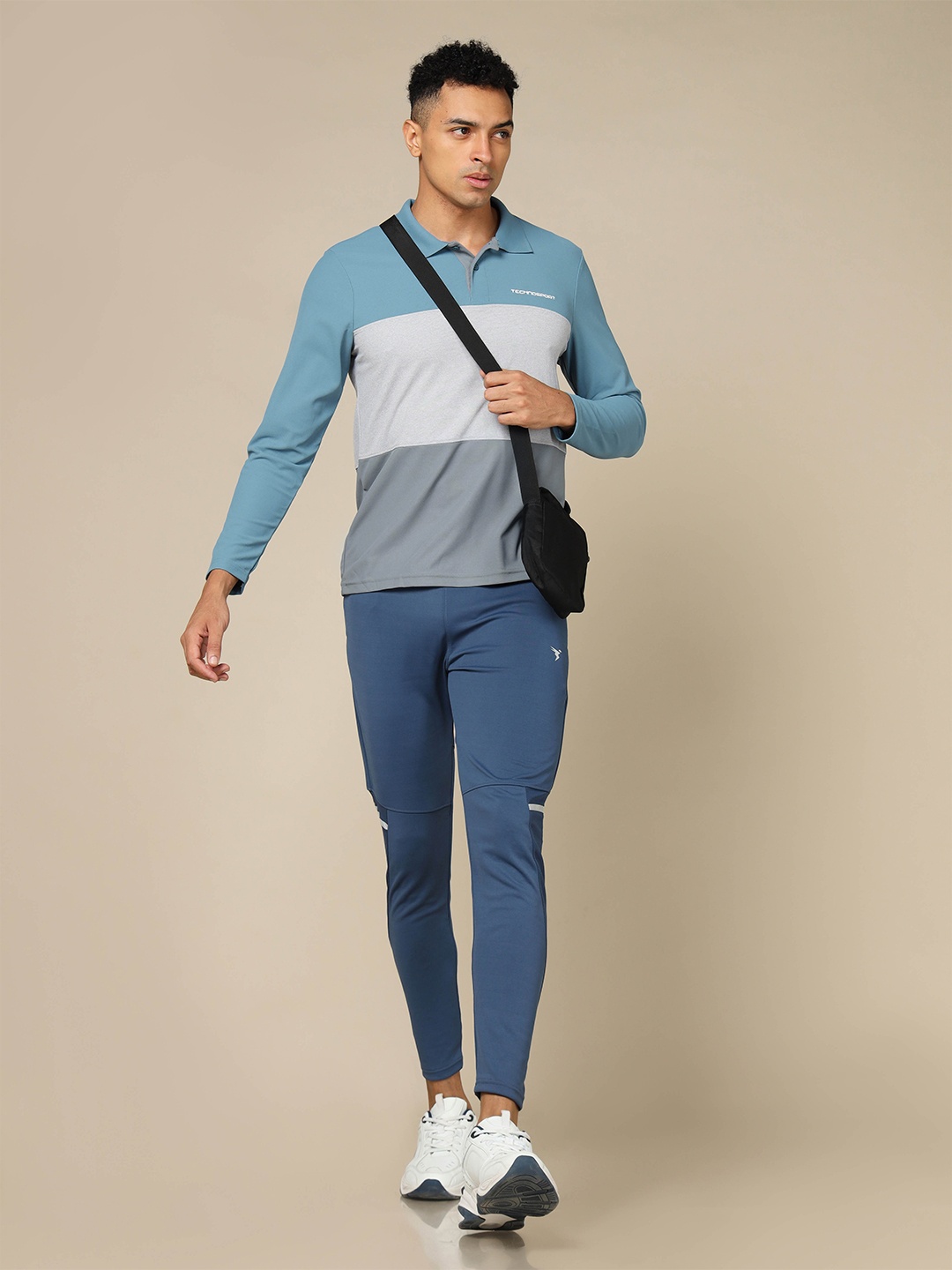 

Technosport Men Colorblock Slim Fit Crew Neck TECHNO COOL+ Technology T-shirt, Blue