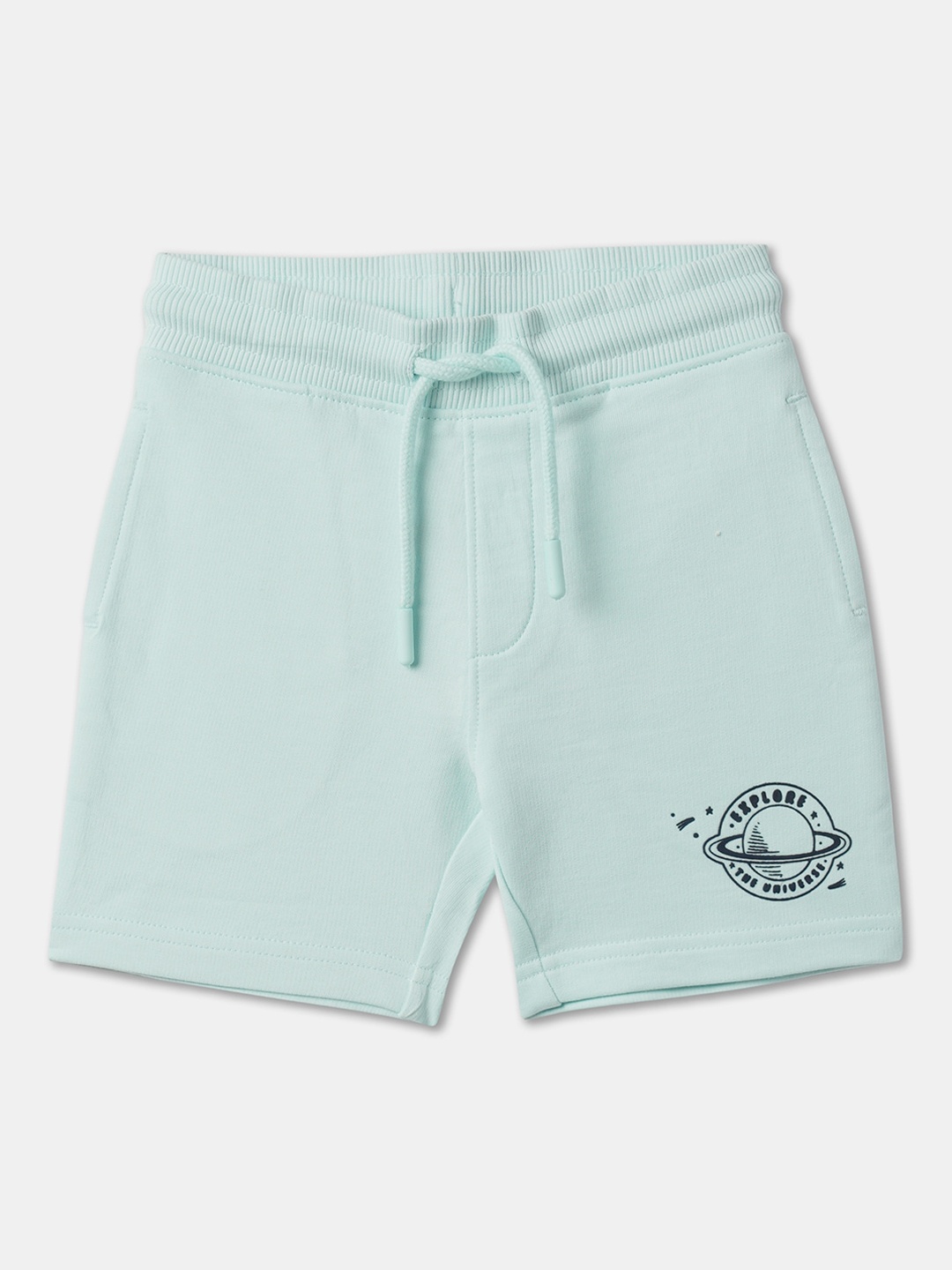 

R&B Boys Mid-Rise Cotton Shorts, Blue