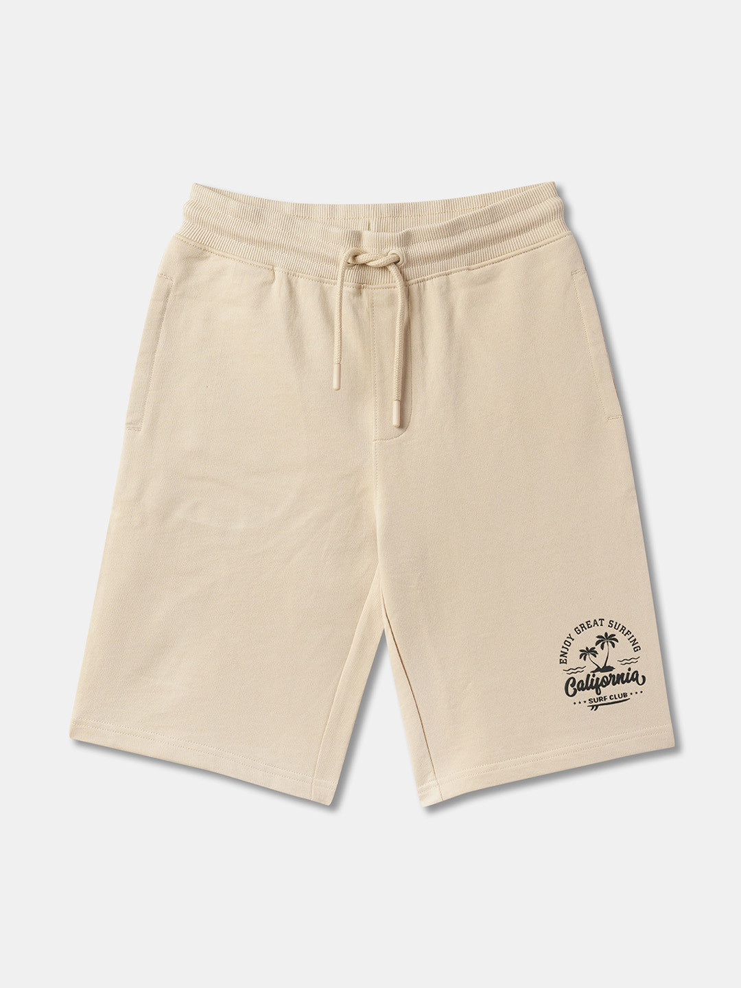 

R&B Boys Mid-Rise Cotton Shorts, Beige