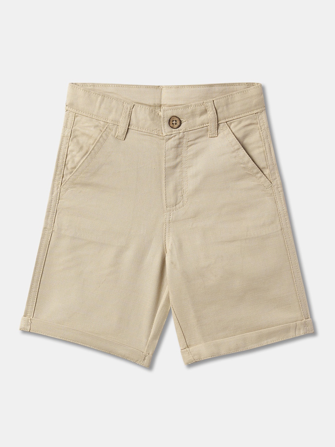 

R&B Boys Mid-Rise Cotton Shorts, Brown