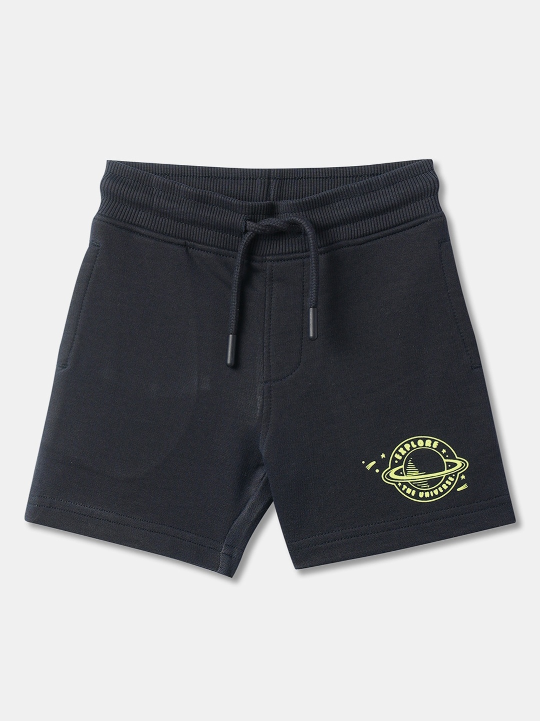 

R&B Boys Typography Printed Cotton Shorts, Blue