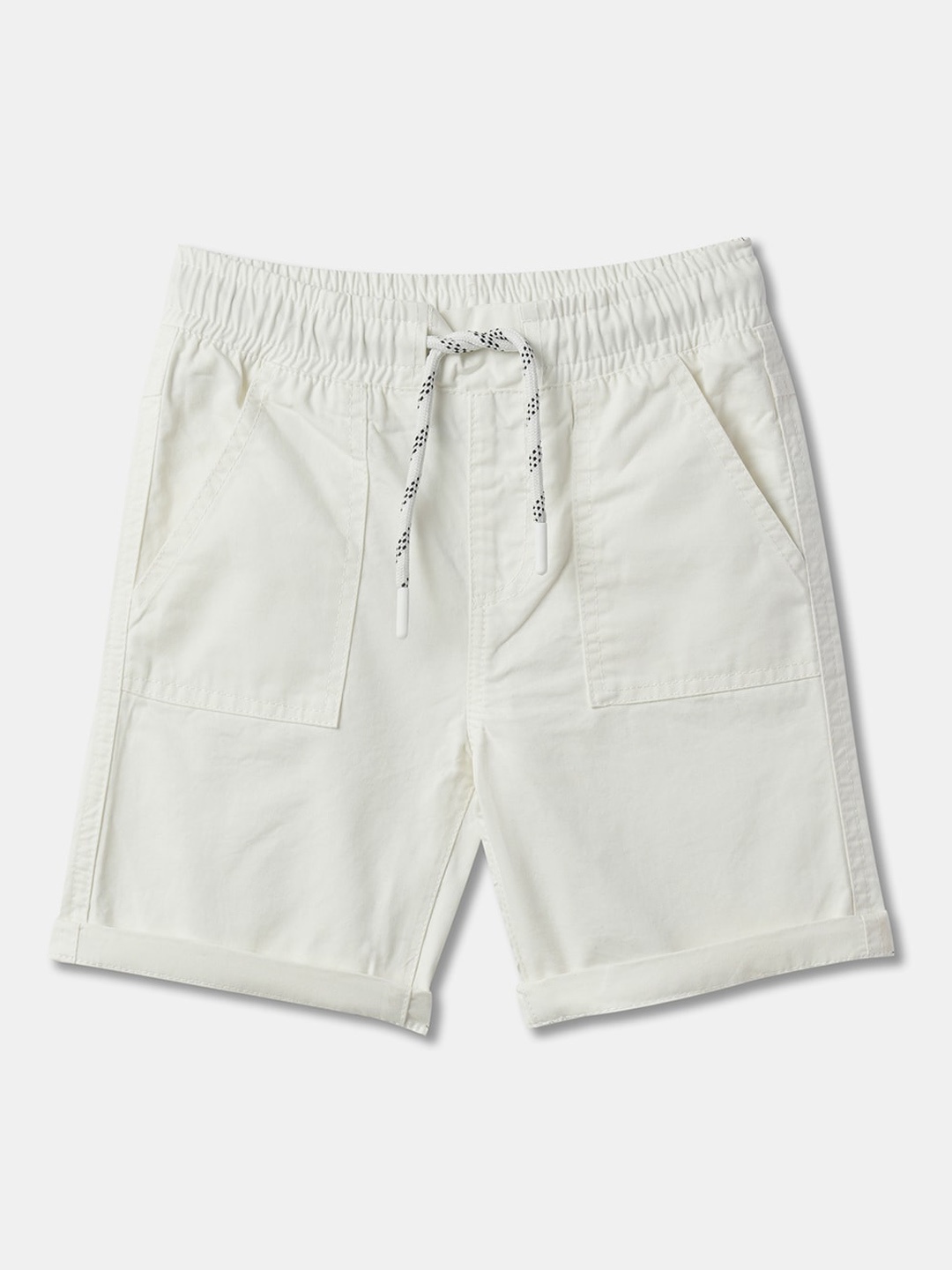 

R&B Boys Mid-Rise Cotton Shorts, White