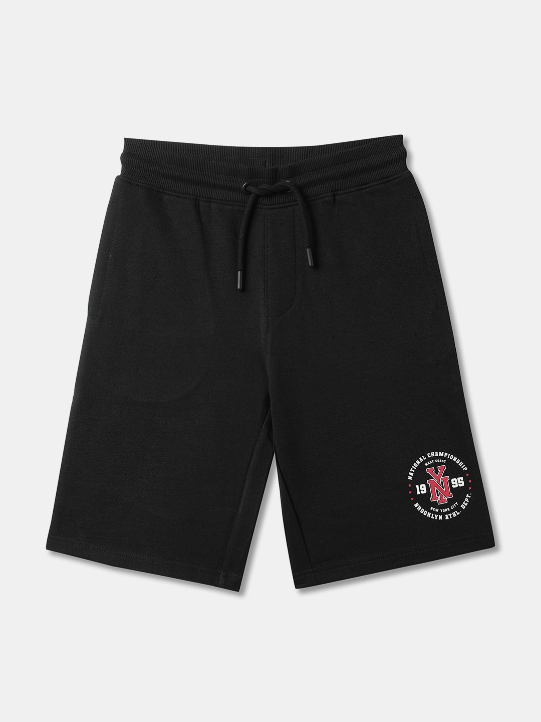 

R&B Boys Mid-Rise Cotton Shorts, Black
