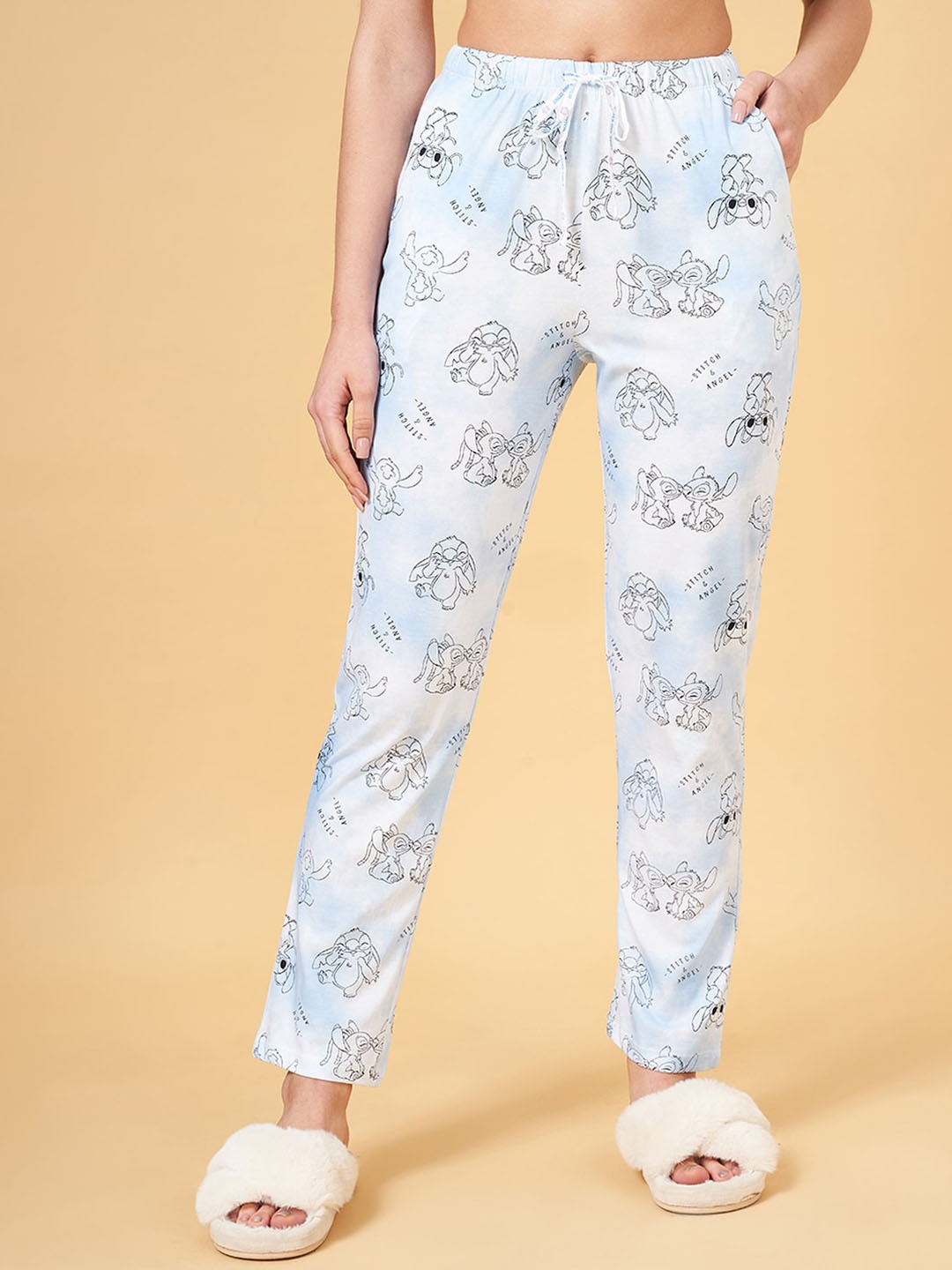

Dreamz by Pantaloons Printed Pure Cotton Lounge Pants, Blue