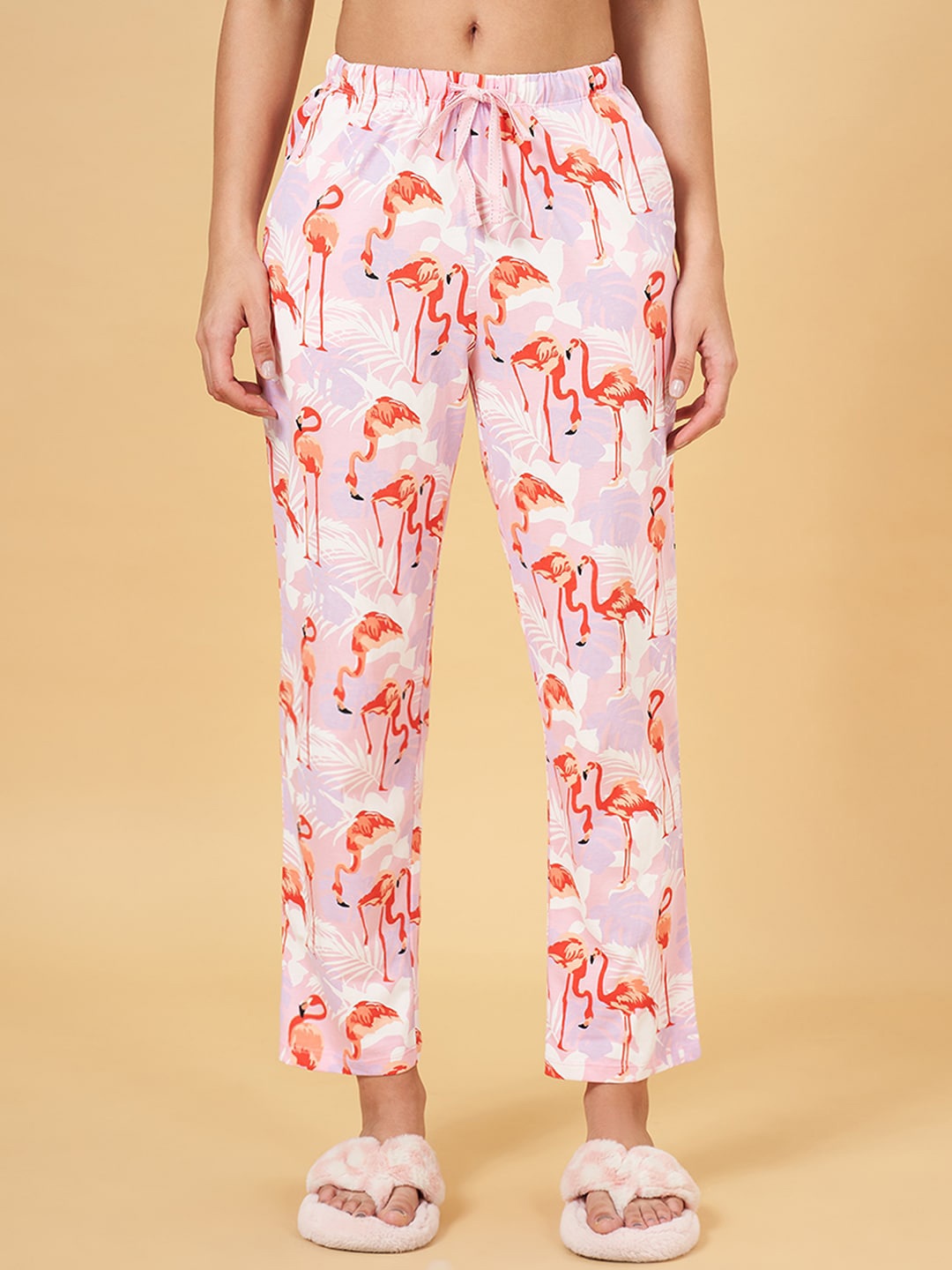 

Dreamz by Pantaloons Conversational Printed Pure Cotton Lounge Pant, Pink