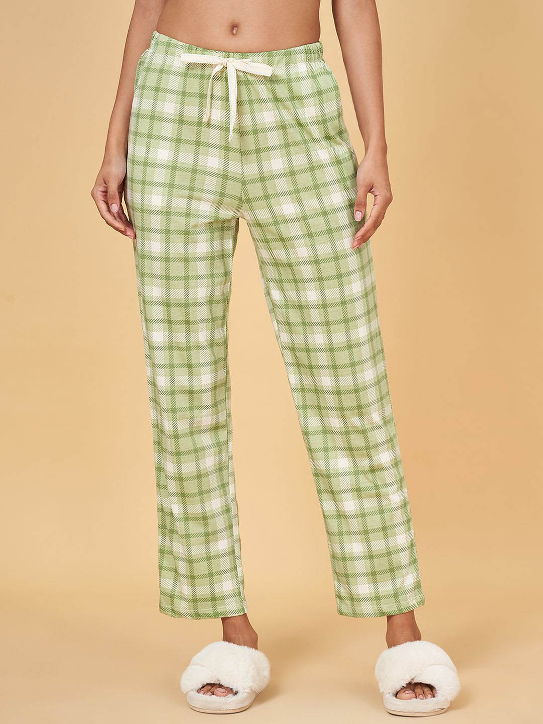 

Dreamz by Pantaloons Checked Pure Cotton Lounge Pant, Olive