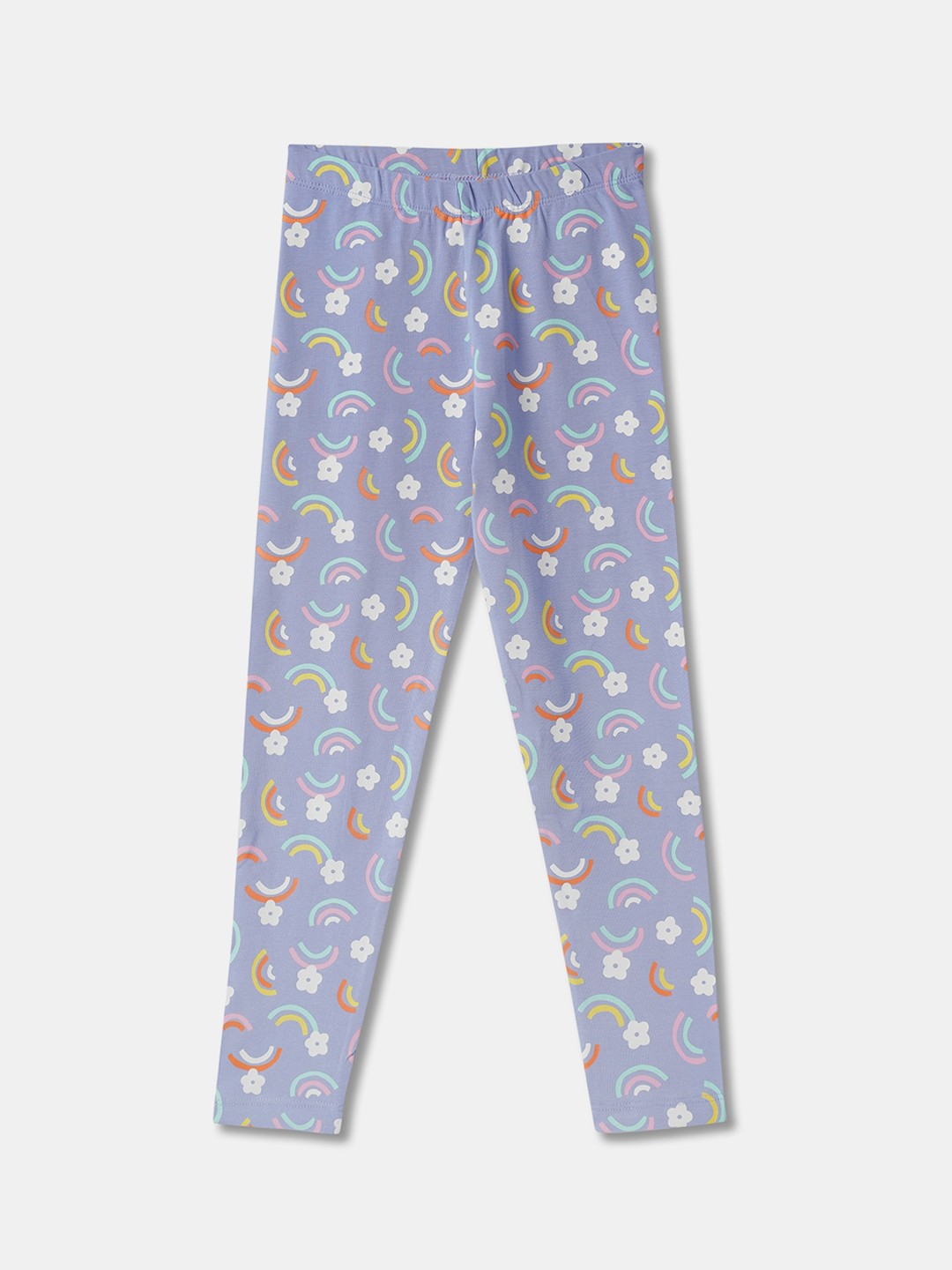 

R&B Girls Printed Cotton Ankle Length Leggings, Purple