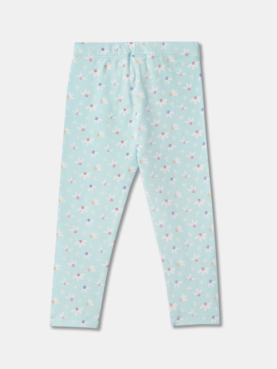 

R&B Infant Girls Printed Cotton Ankle Length Leggings, Blue