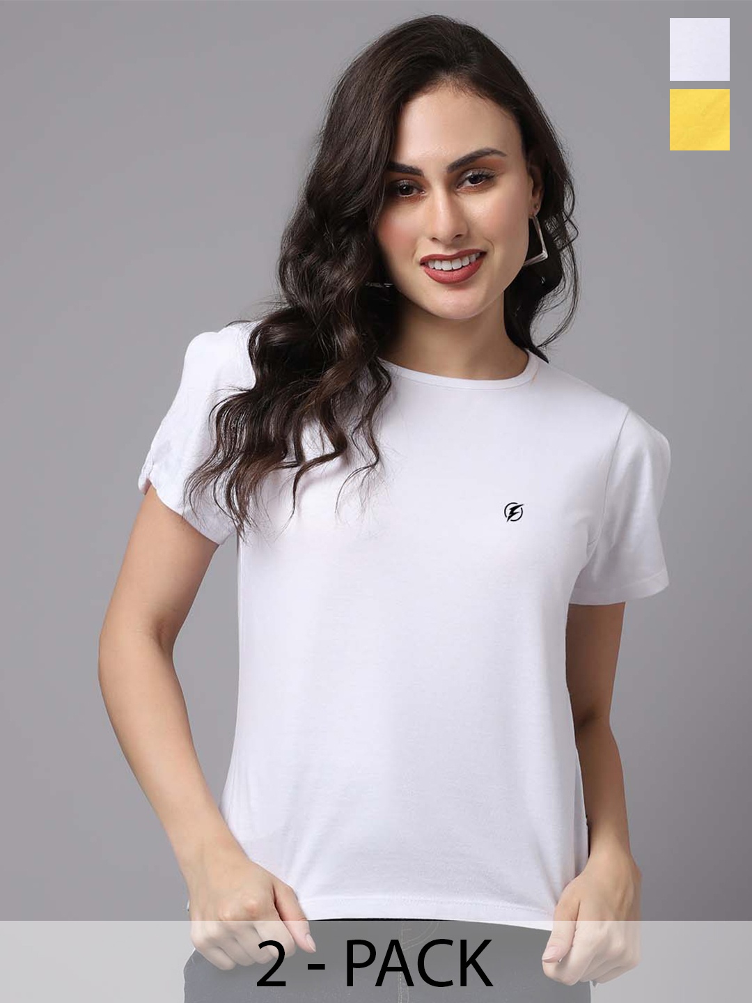 

Friskers Pack Of 2 Round Neck Cotton Top, White