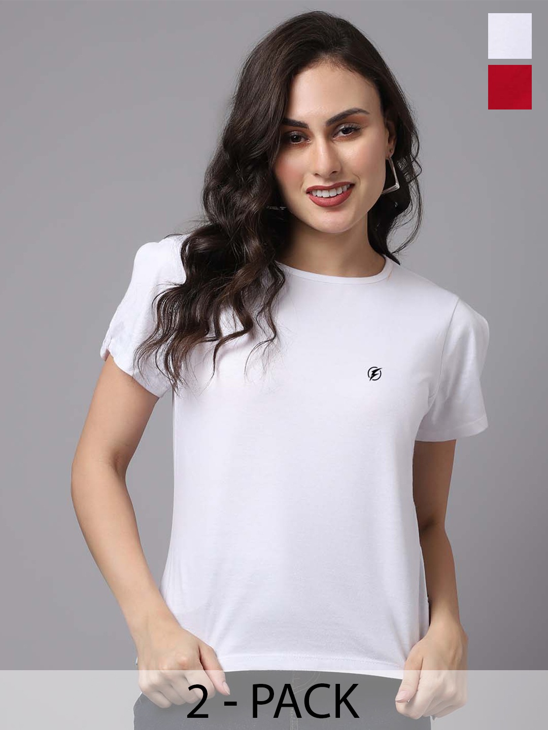 

Friskers Pack Of 2 Round Neck Short Sleeves Cotton Tops, White