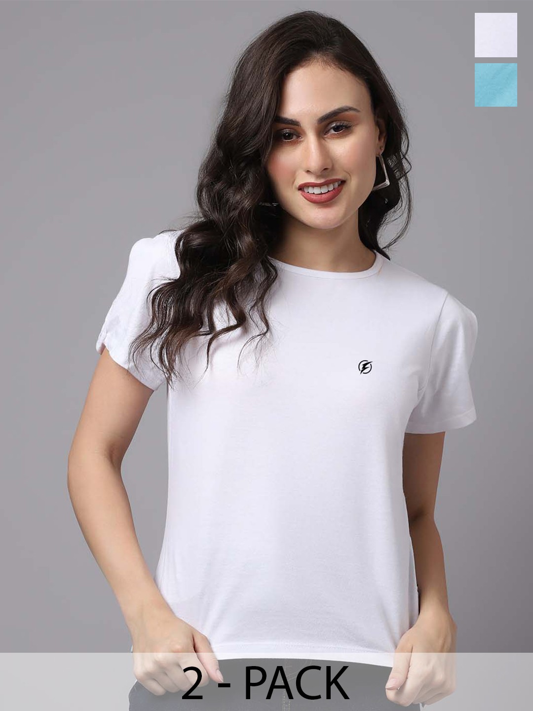 

Friskers Pack Of 2 Round Neck Short Sleeves Cotton Tops, White