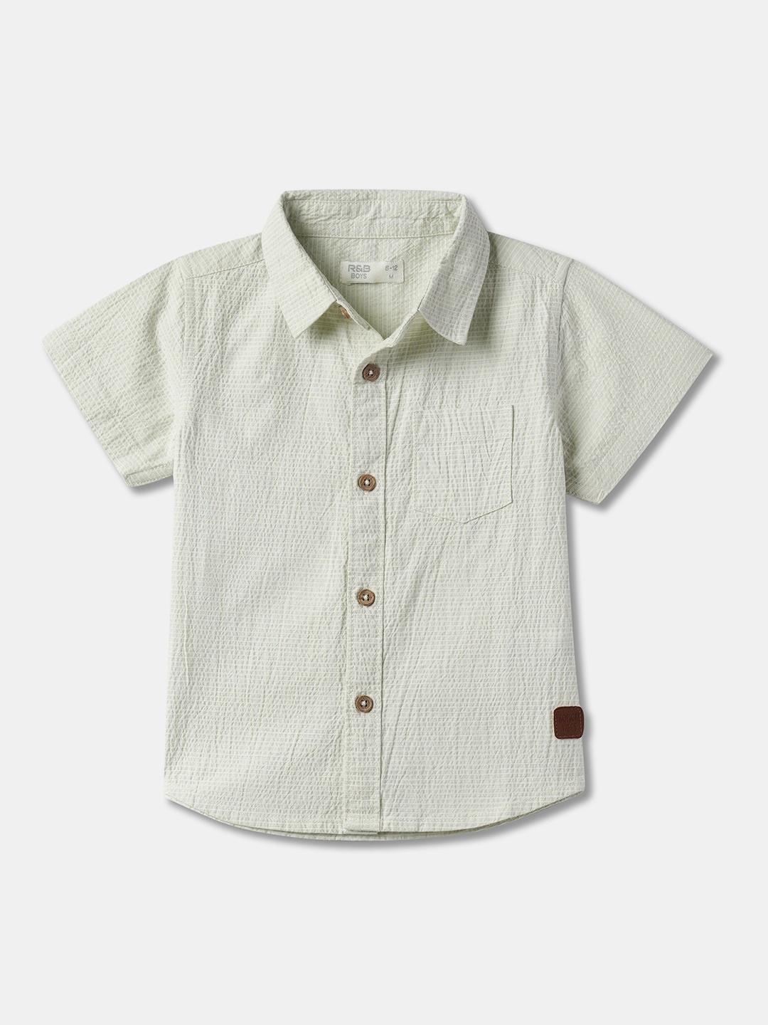 

R&B Boys Opaque Striped Casual Shirt, Green
