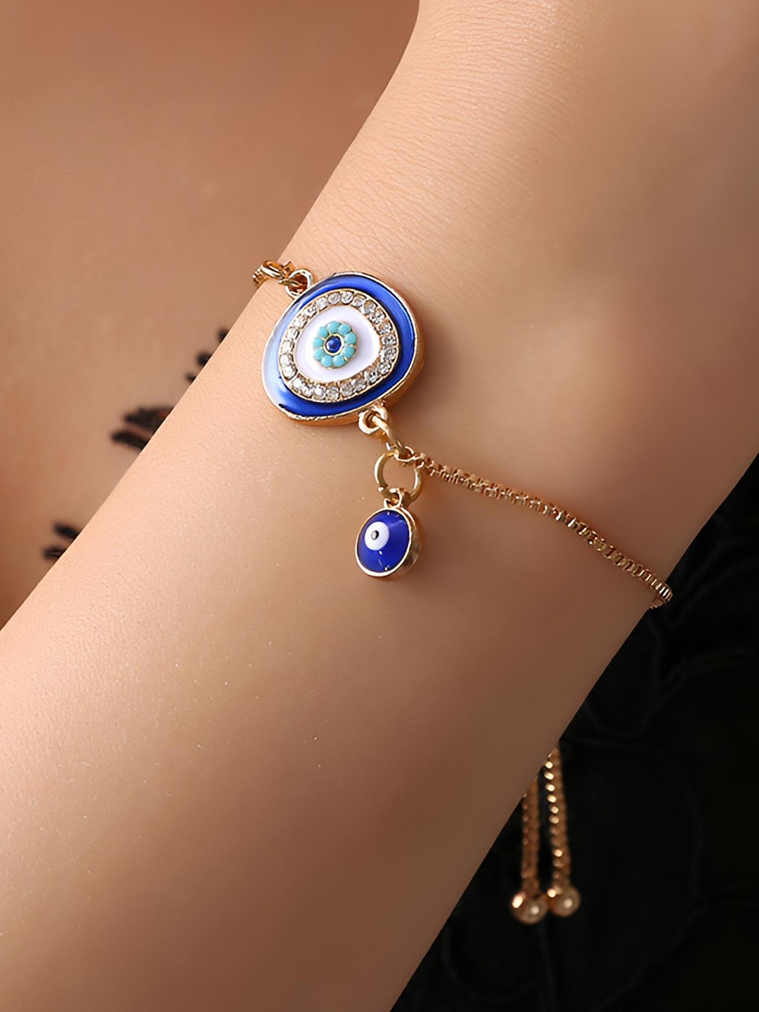 

Goho Artificial Stones and Beads Charm Bracelet, Gold