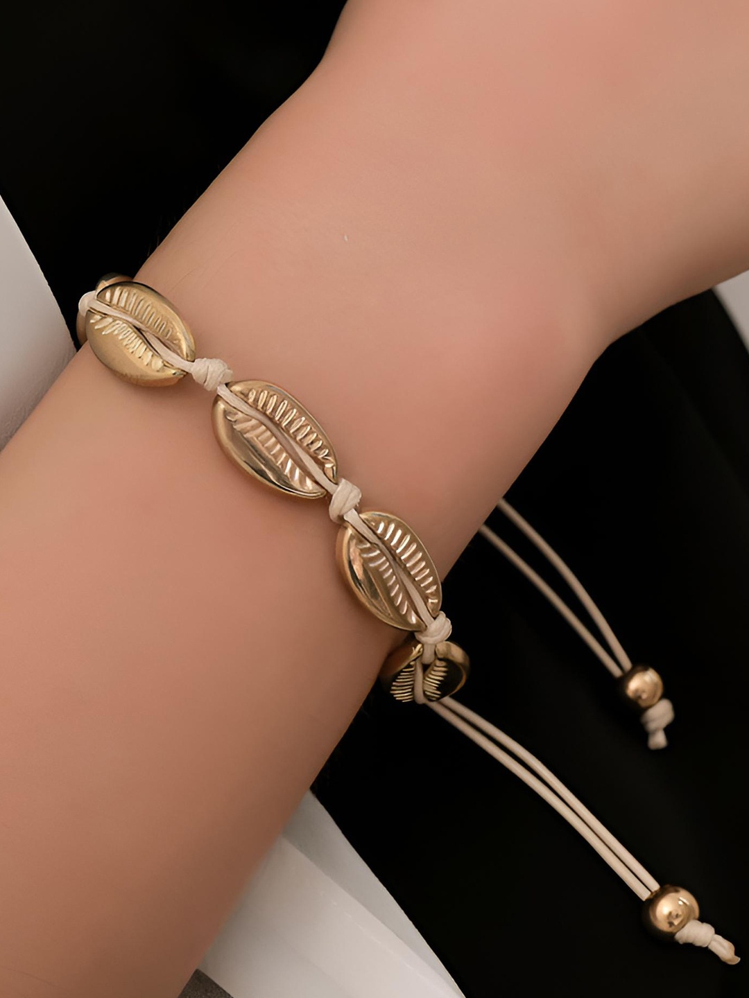 

Goho Leaf Wraparound Bracelet With Adjustable Cord, Gold