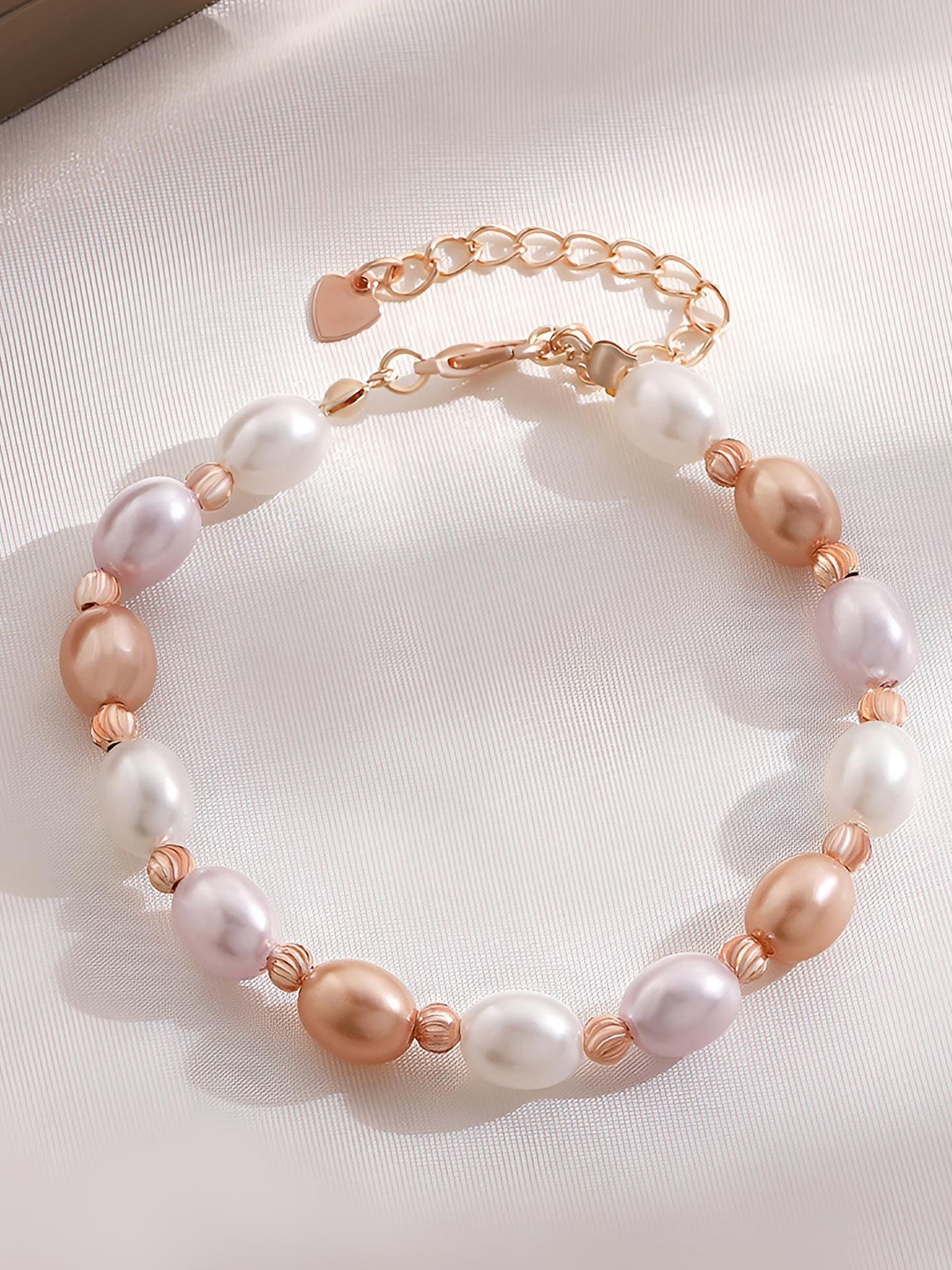 

Goho Artificial Stones and Beads Link Bracelet, White