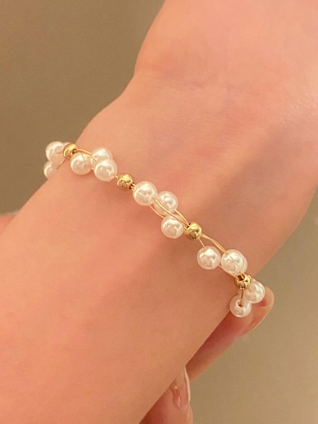 

Goho Women Pearls Link Bracelet, Gold