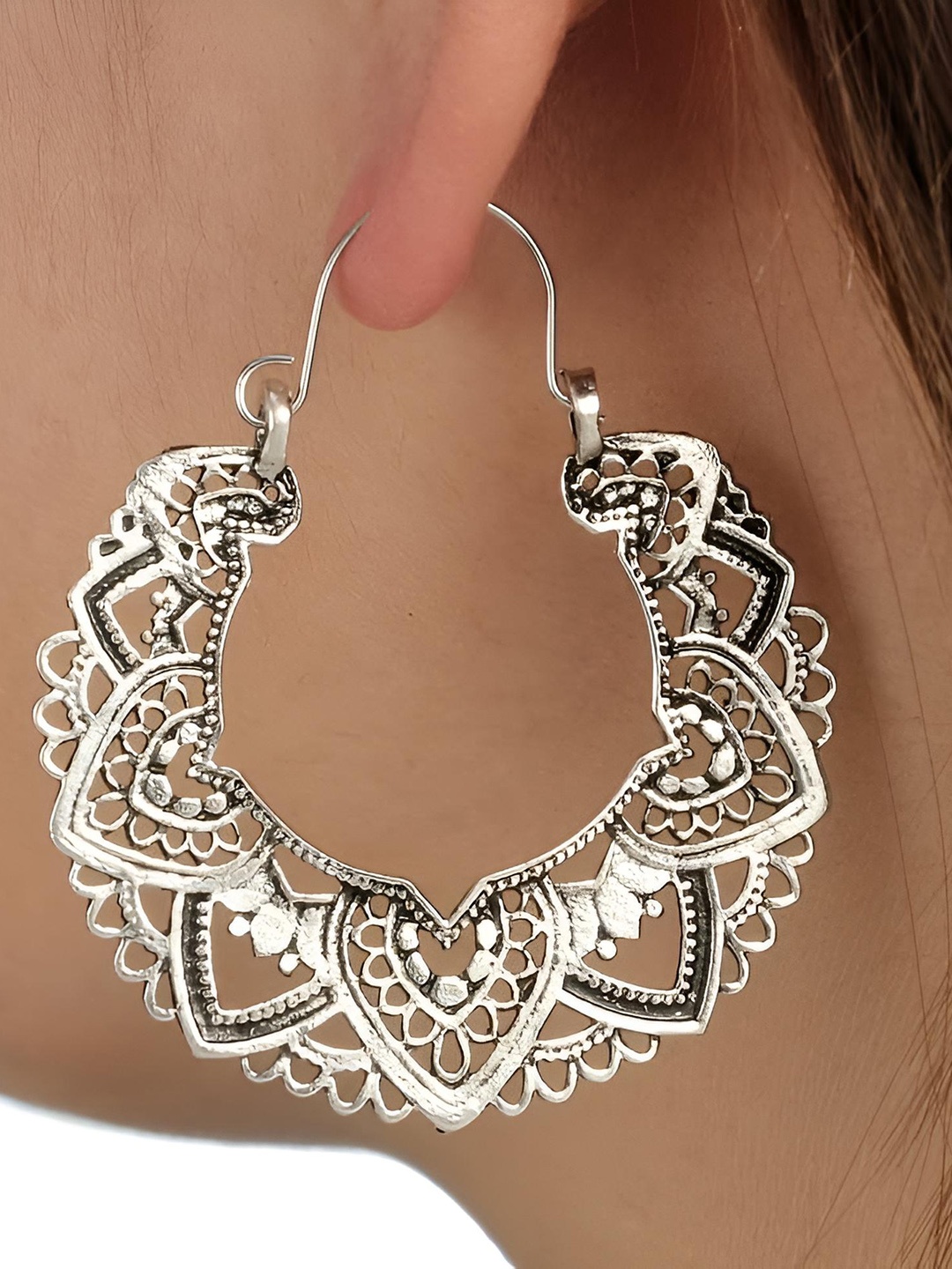 

Goho Contemporary Hoop Earrings, Silver
