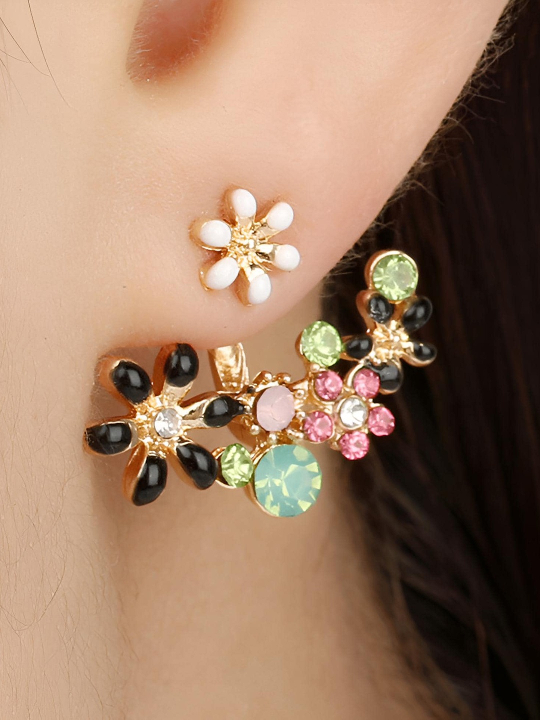 

Goho Artificial Stones Studs Earrings, Gold