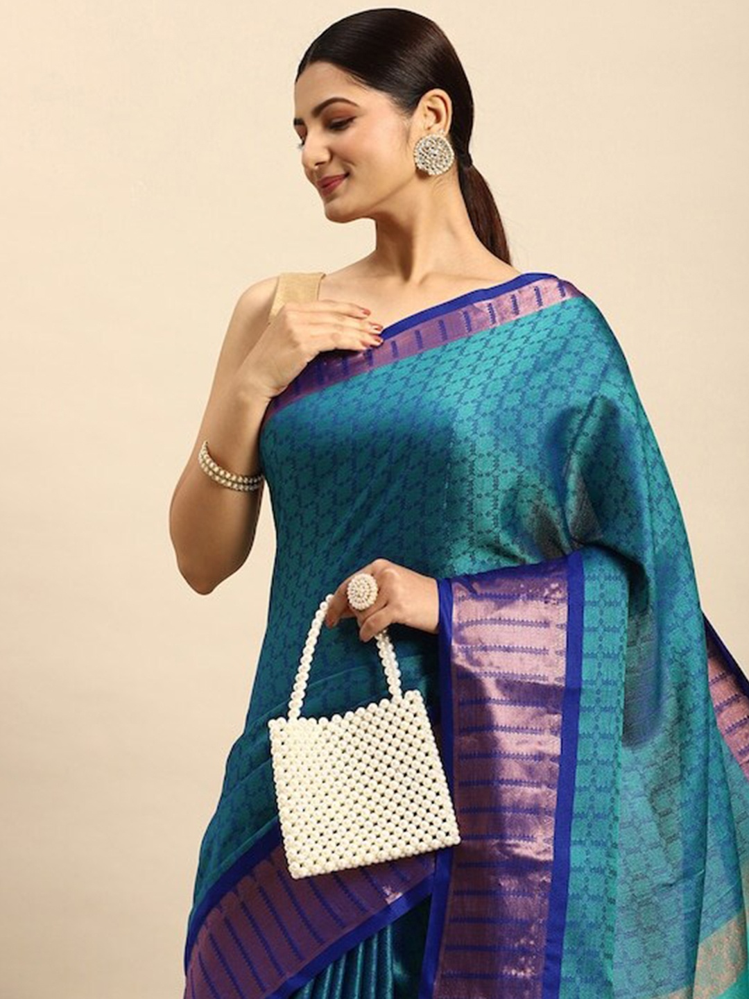 

PATLIPALLU Zari Silk Cotton Banarasi Saree, Green