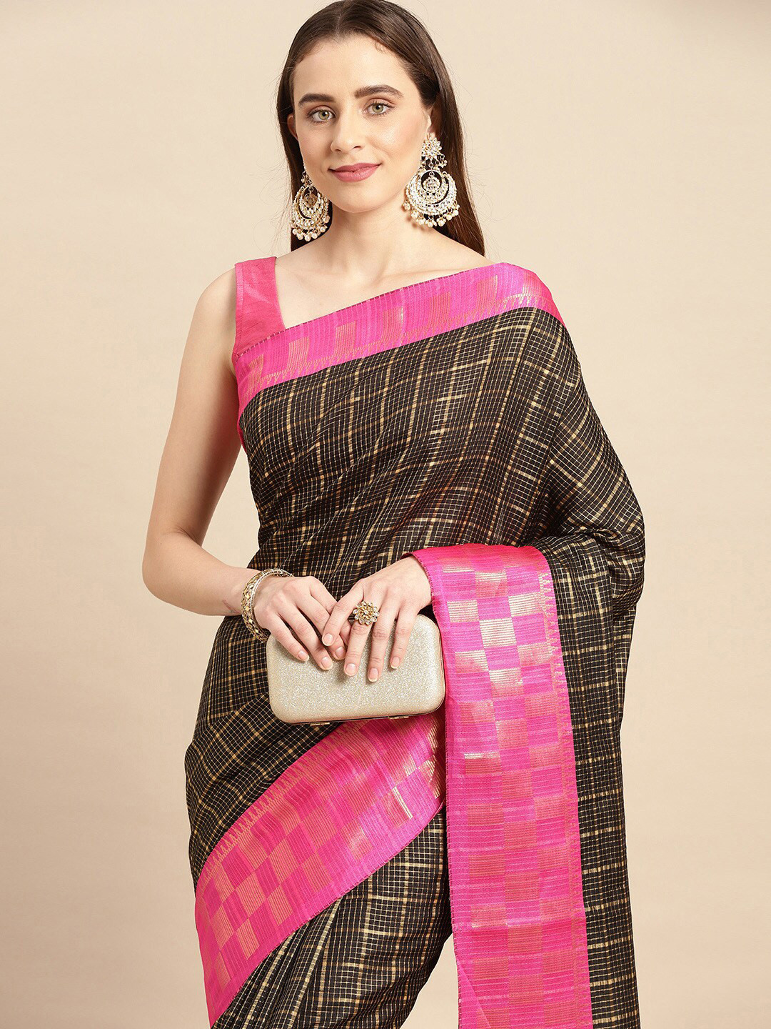 

PATLIPALLU Woven Design Zari Saree, Black