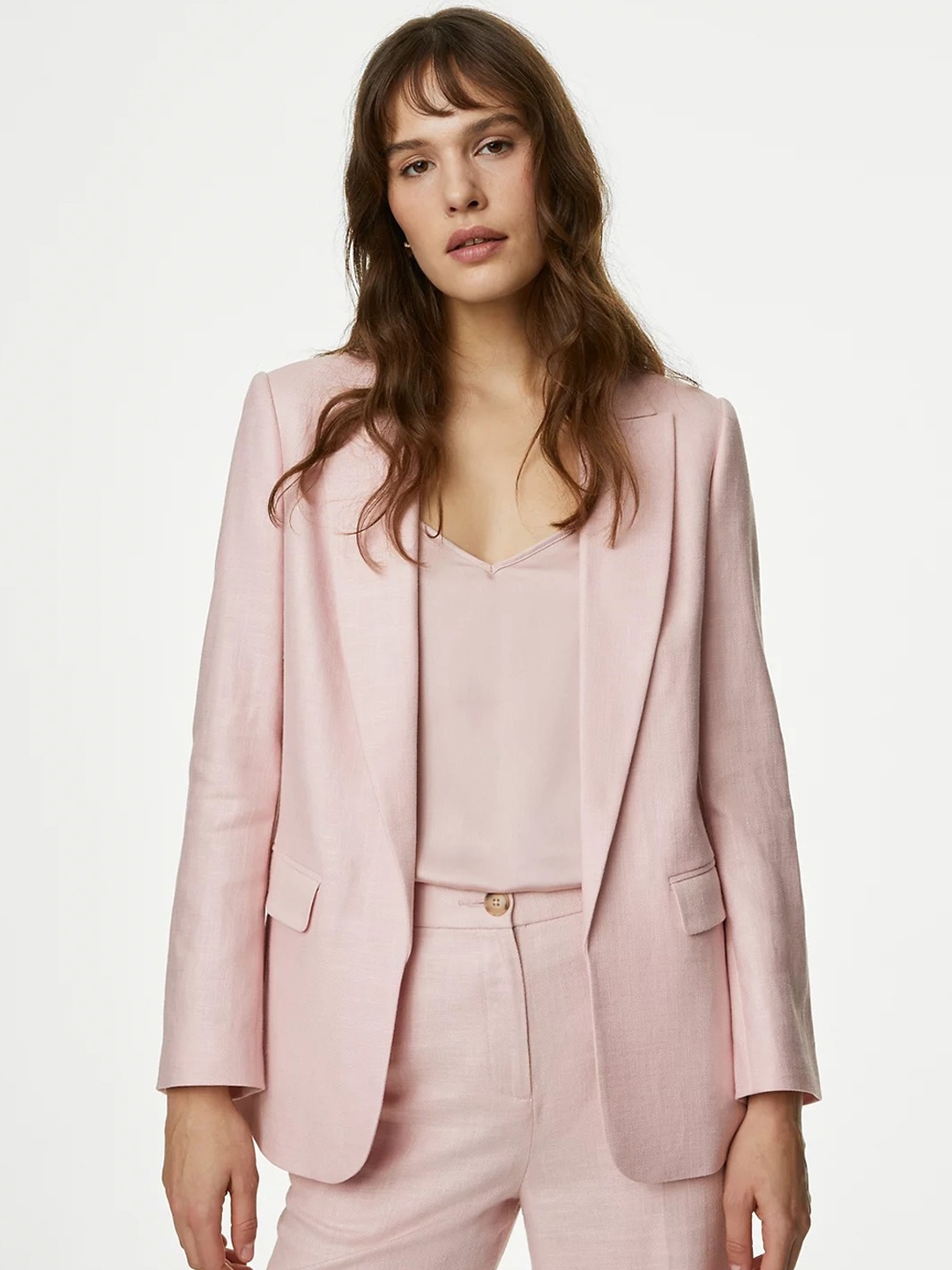 

Marks & Spencer Relaxed-Fit Single Breasted Casual Blazer, Pink