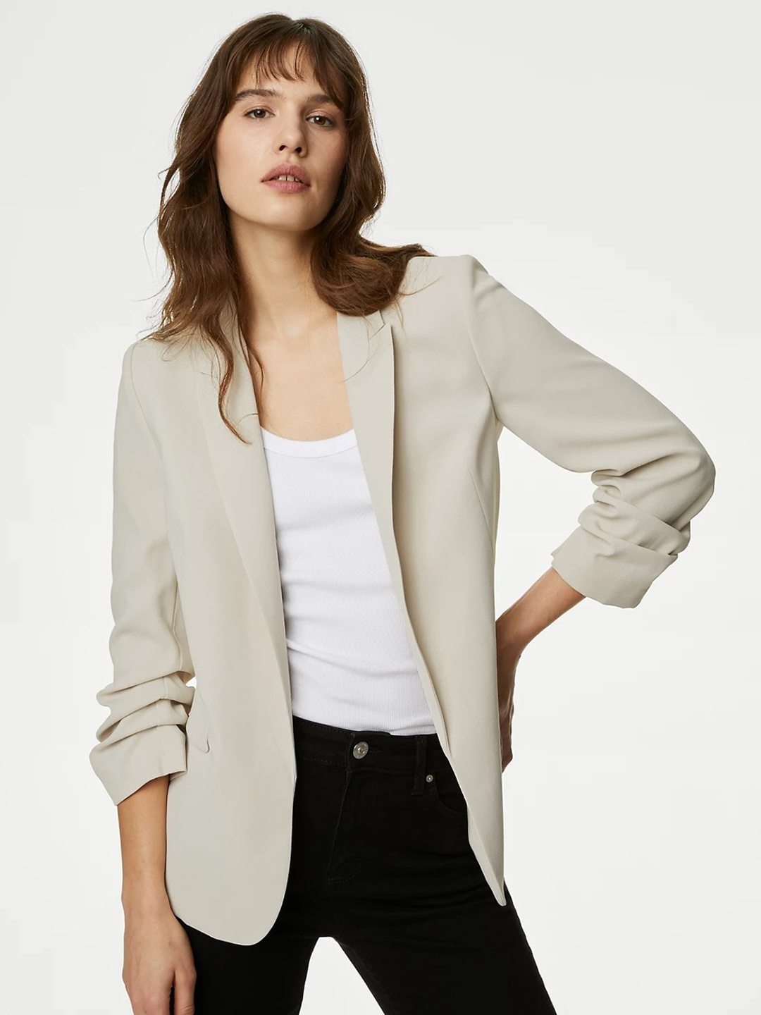 

Marks & Spencer Single-Breasted Casual Blazer, Beige