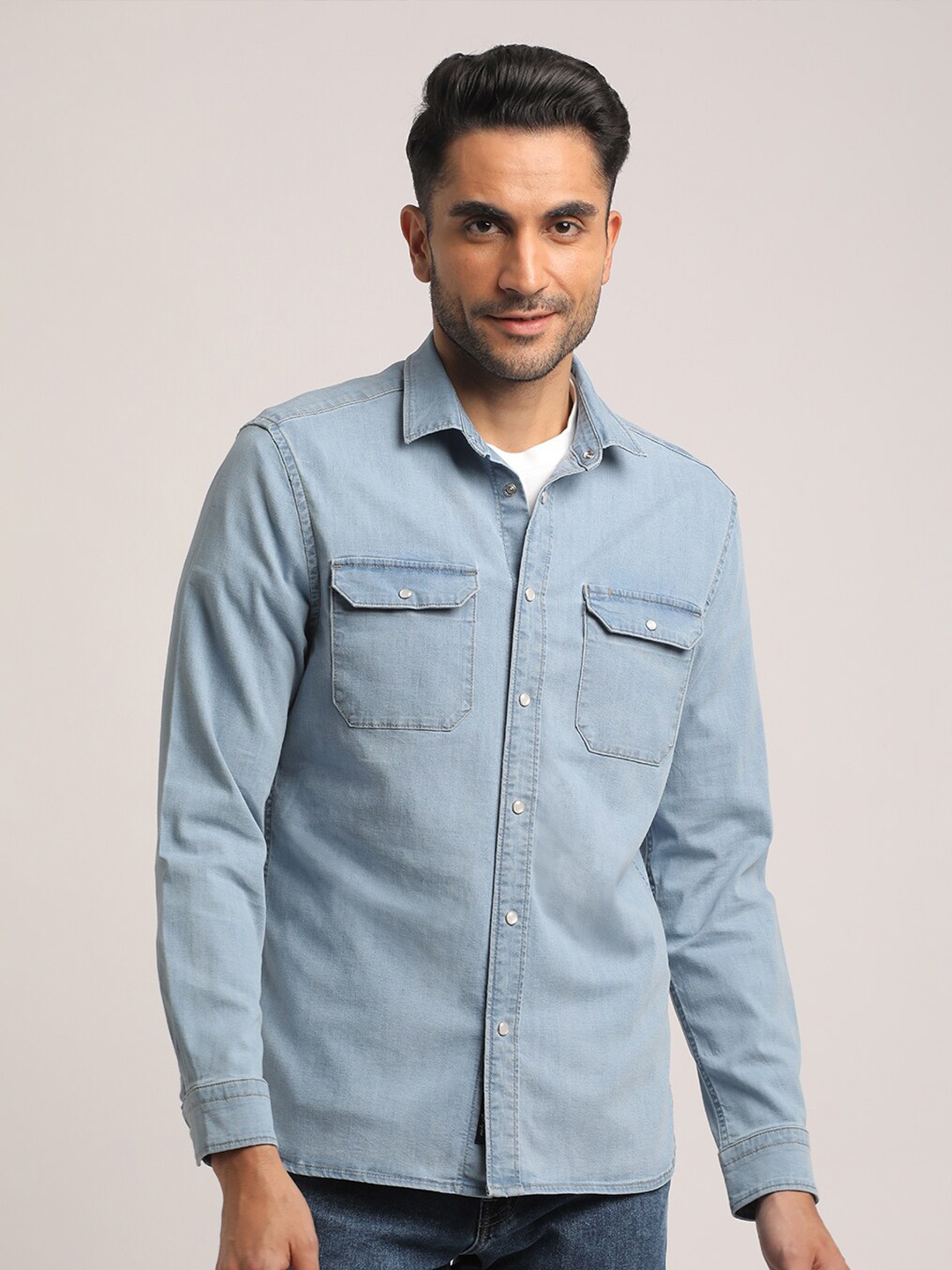 

EVERBLUE Men Solid Opaque Casual Shirt, Blue