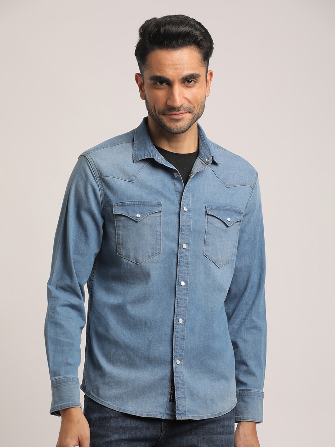 

EVERBLUE Men Solid Opaque Casual Shirt, Blue