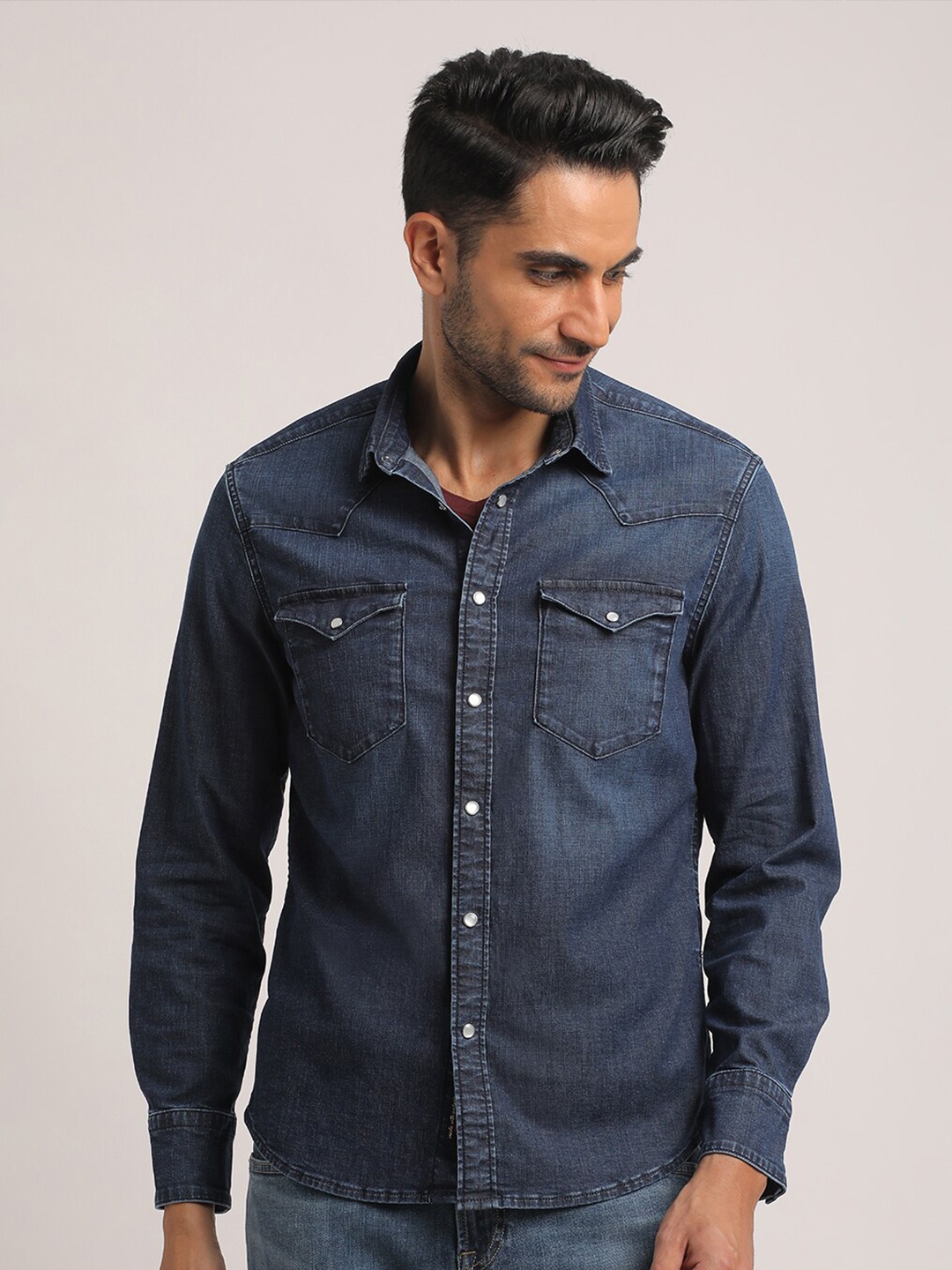 

EVERBLUE Men Solid Opaque Casual Shirt, Blue