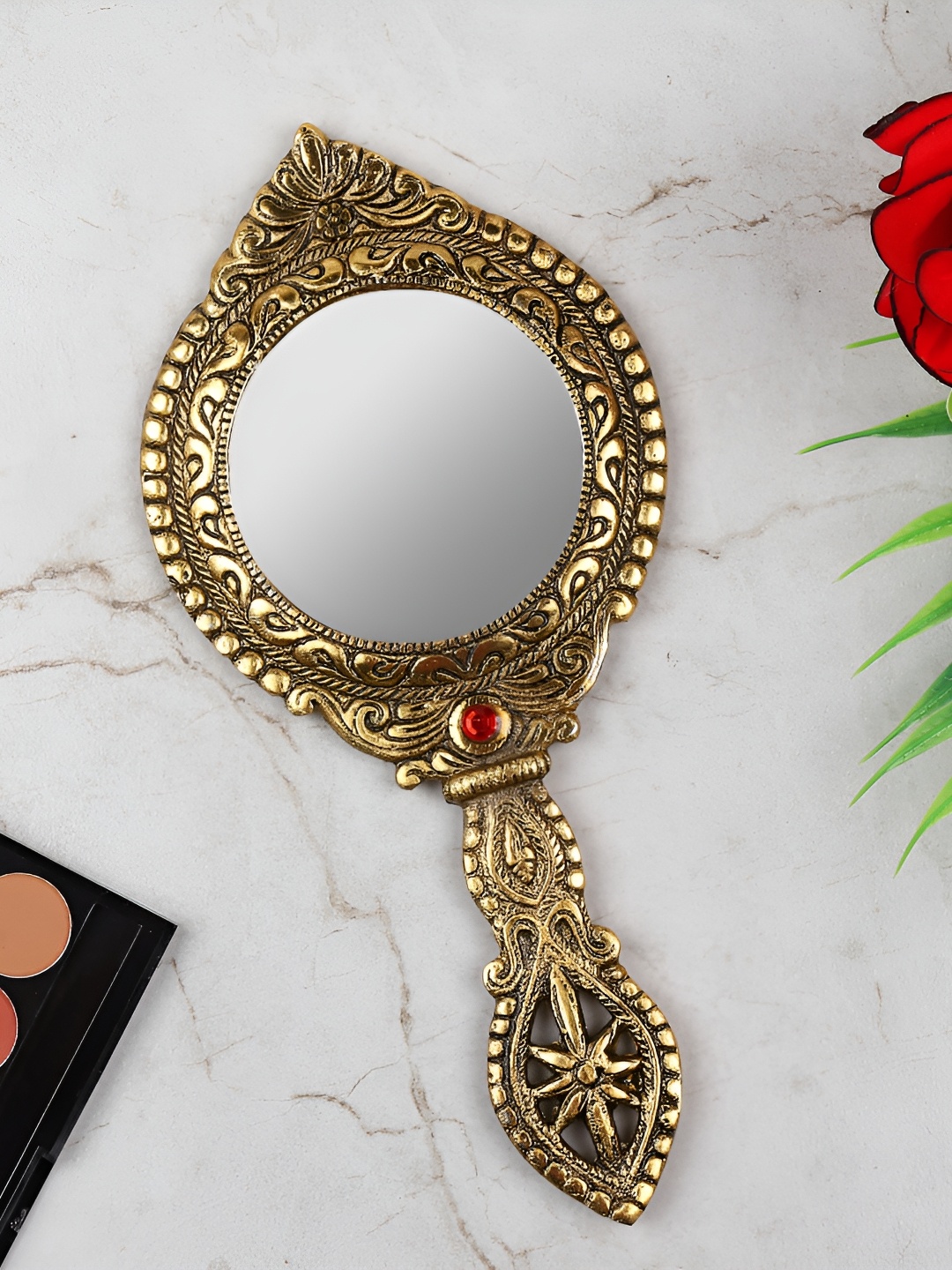 

NM Beige Round Shaped Hand Mirror