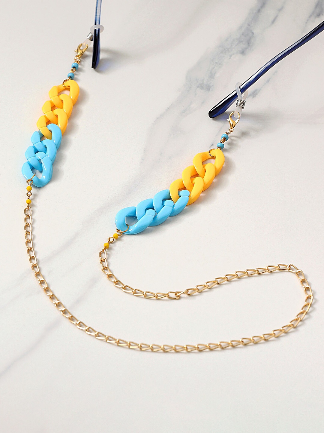 

BeAbhika Beads Studded Spectacles Chain, Yellow