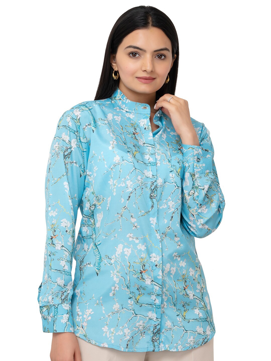 

MatterBlue Women Contemporary Floral Printed Shirt, Blue