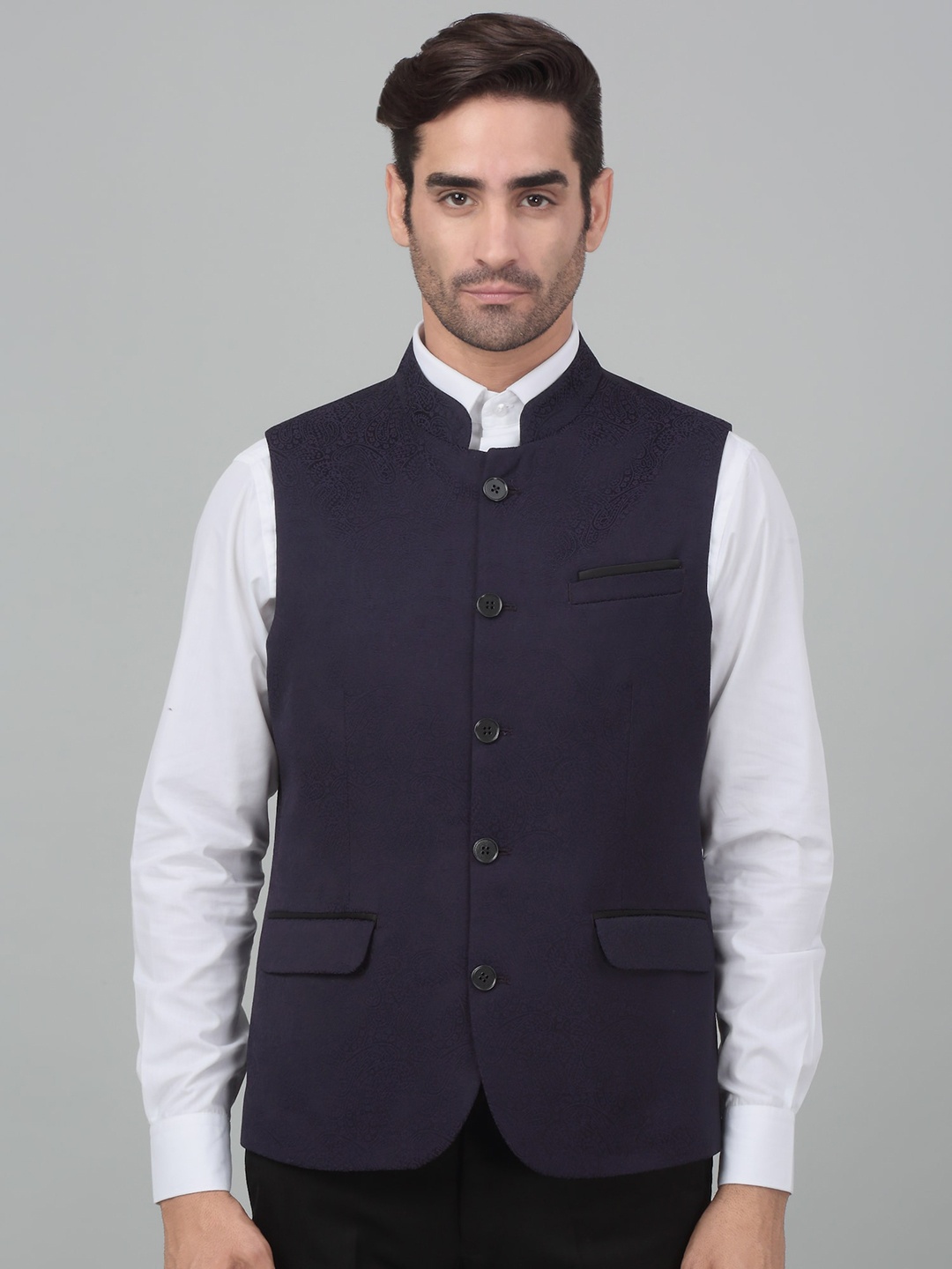 

Cantabil Mandarin Collar Nehru Jacket, Purple