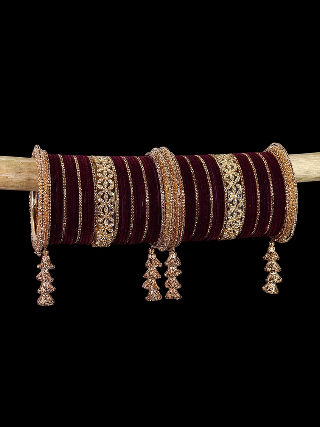

LAVAZZA Set Of 74 Zircon Studded Latkan Chuda Bangles, Purple