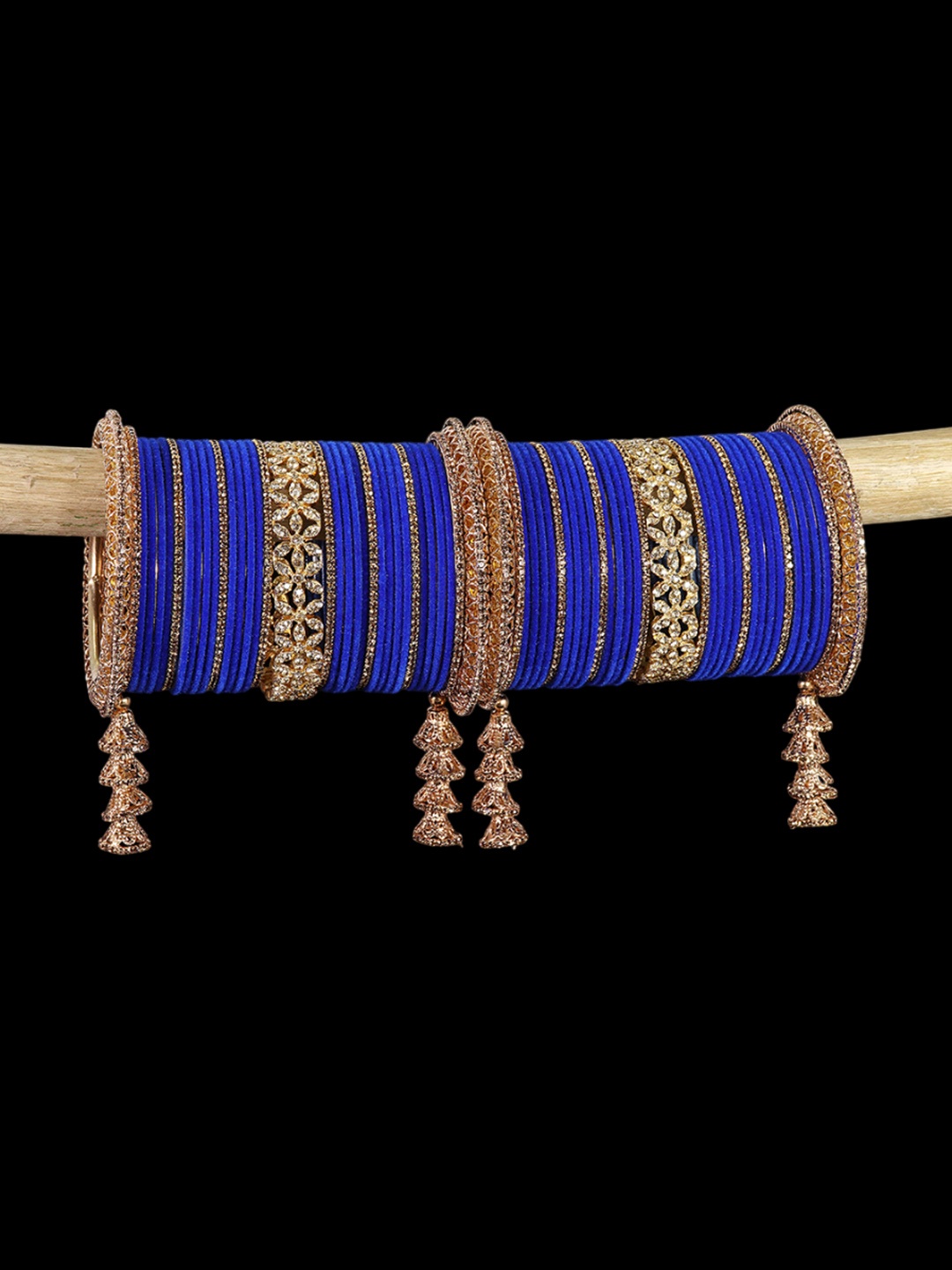 

LAVAZZA Set Of 74 Zircon Studded Latkan Chuda Bangles, Blue