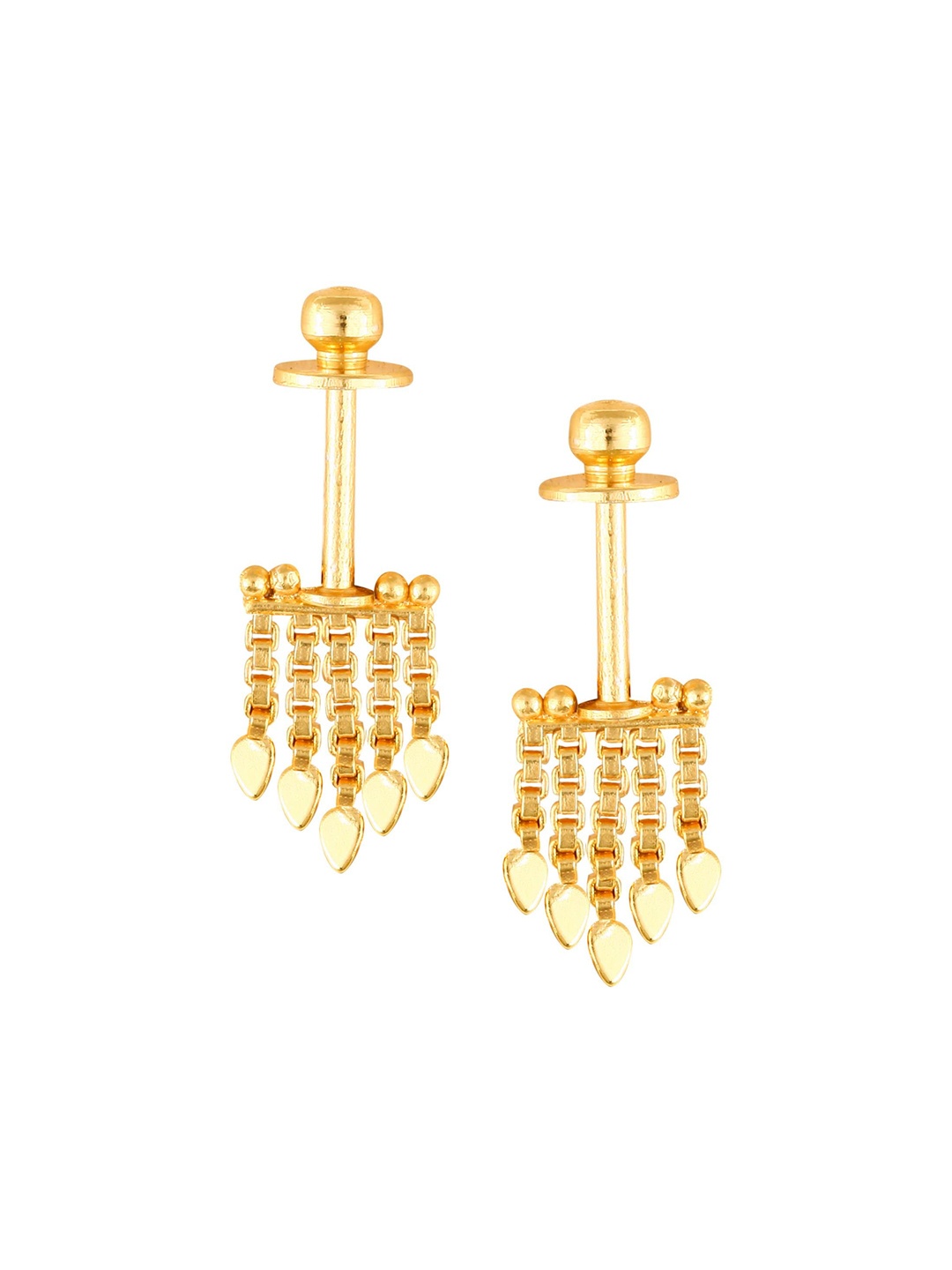 

Vighnaharta Set of 2 Gold-Plated Cubic Zirconia Studded Bugadi & Jhumkas