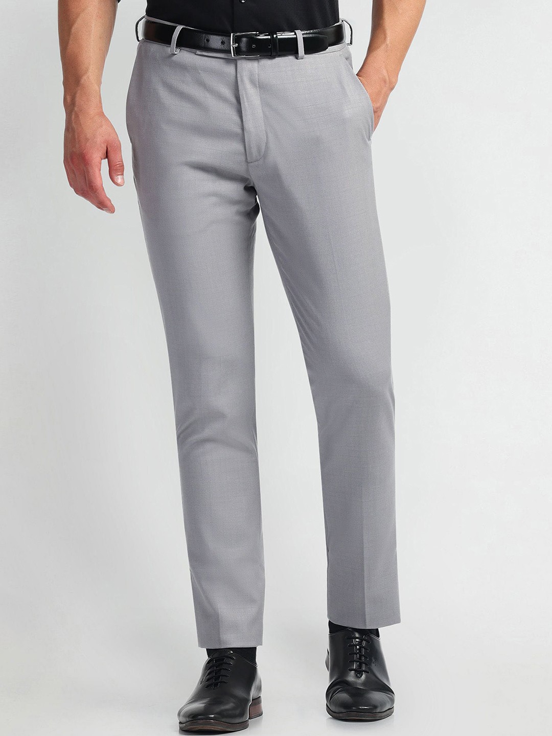 

Arrow Men Mid-Rise Super Slim Fit Formal Trousers, Grey