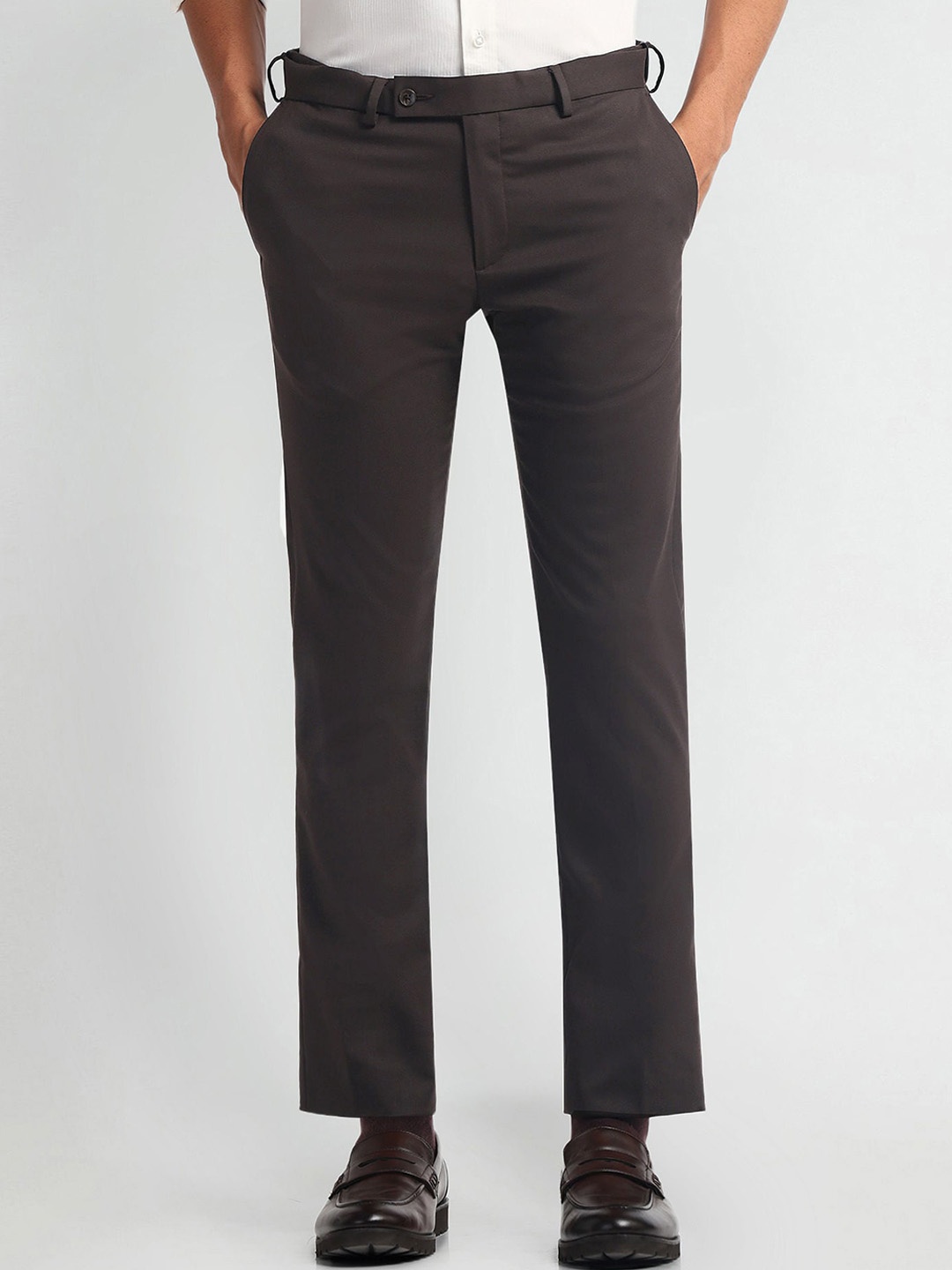 

Arrow Men Autoflex Mid-Rise Slim Fit Formal Trousers, Brown