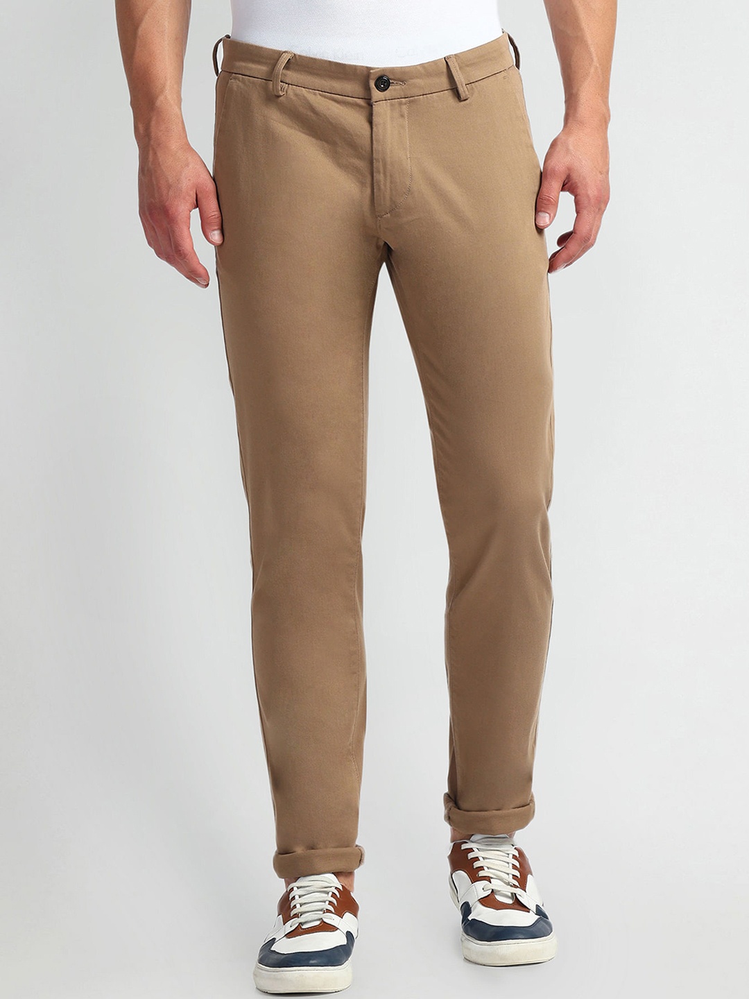 

Arrow Sport Men Slim Fit Mid-Rise Chinos Trousers, Brown